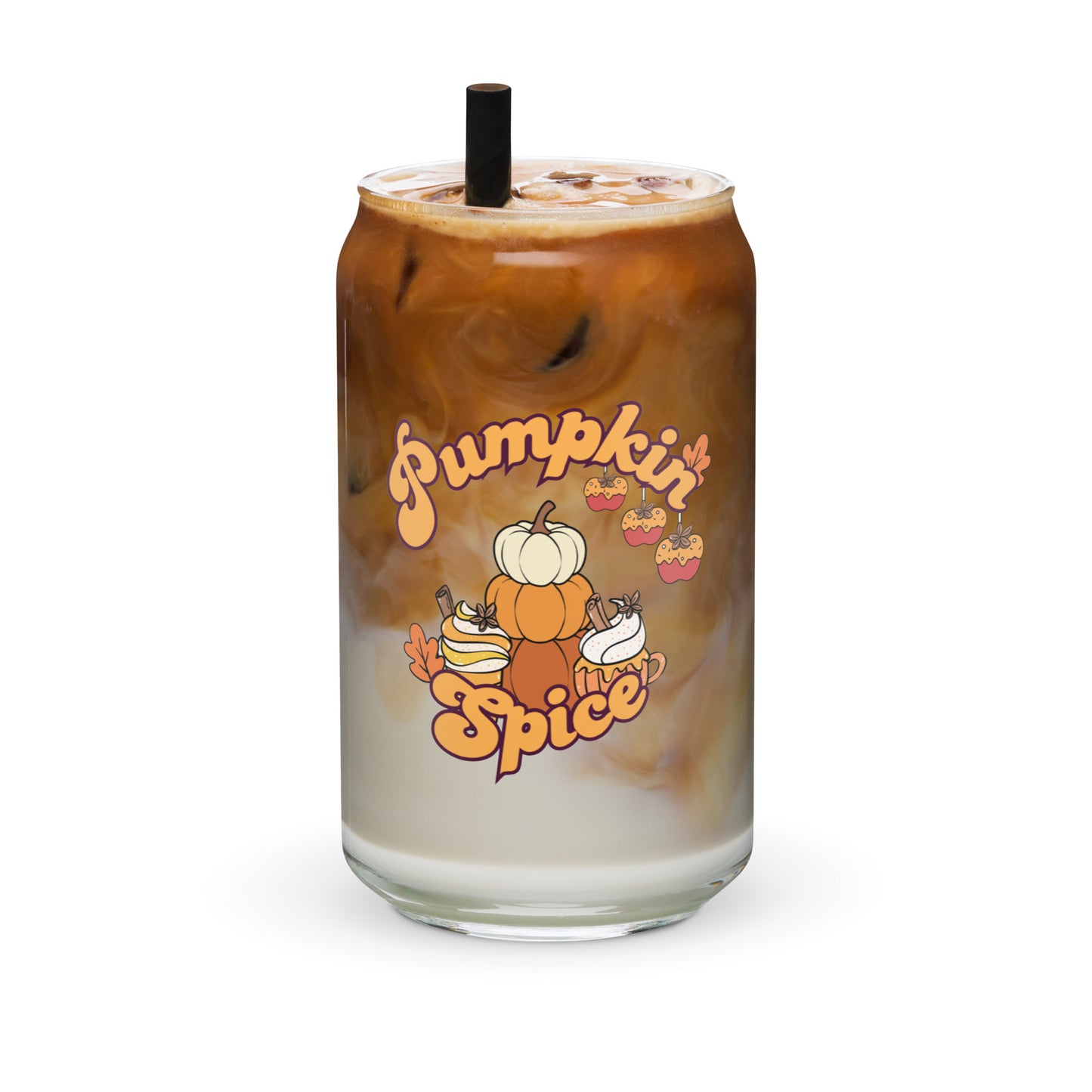 Cute Pumpkin Spice Fall Themed Can-shaped glass