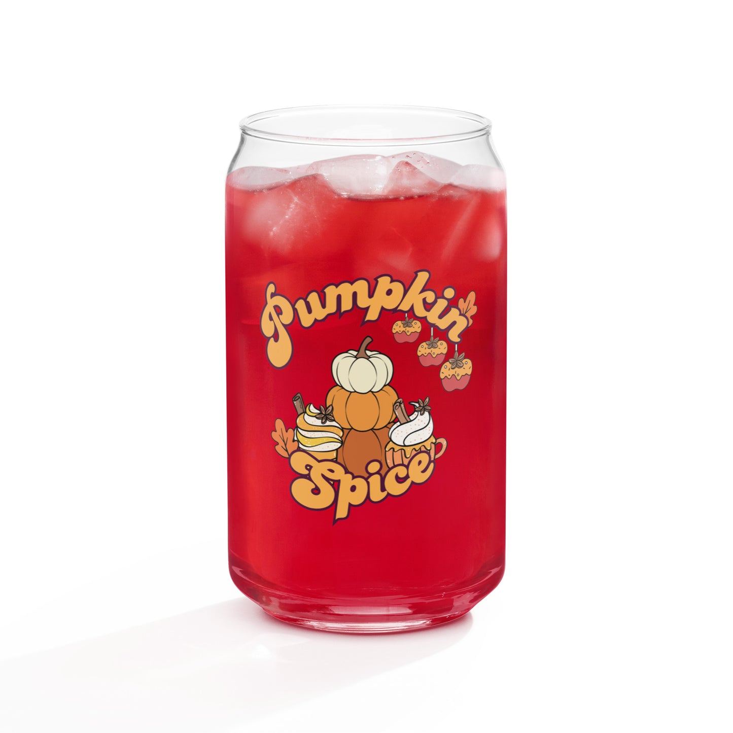 Cute Pumpkin Spice Fall Themed Can-shaped glass