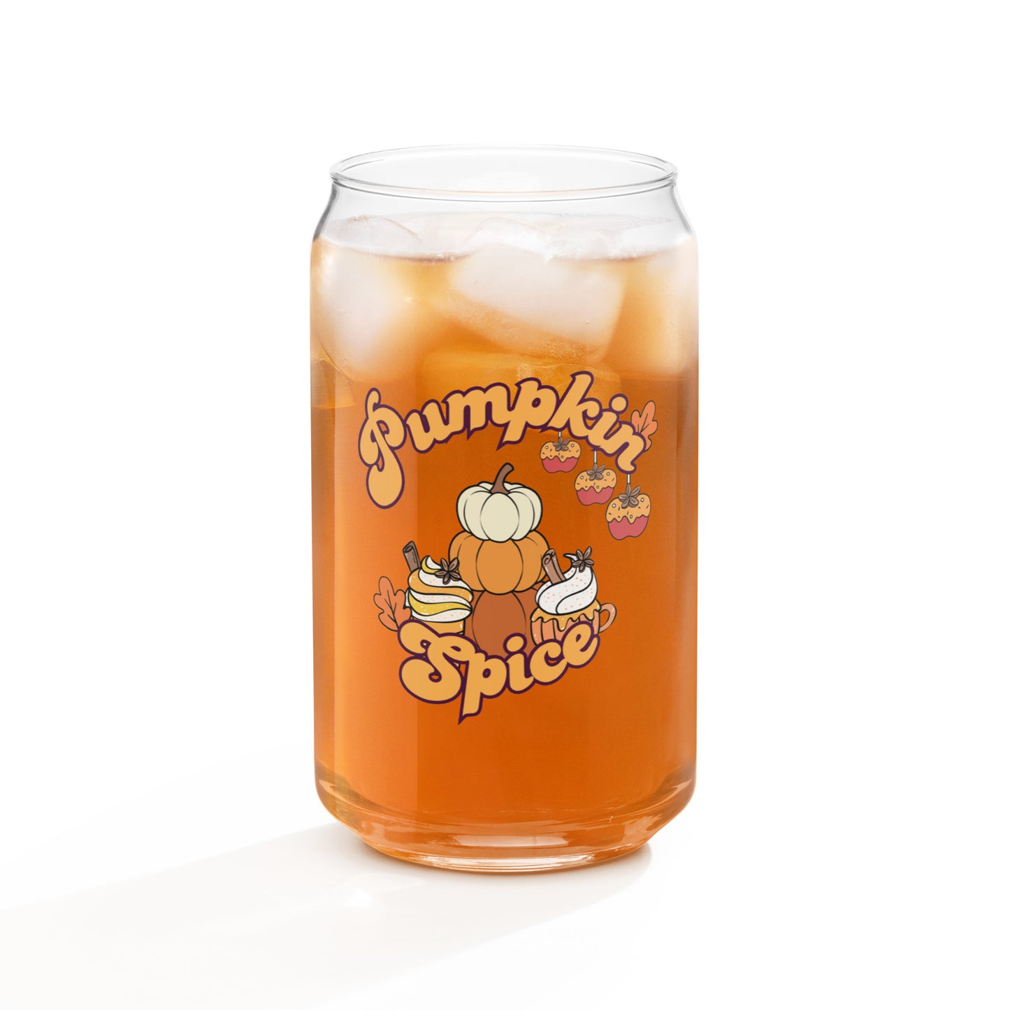 Cute Pumpkin Spice Fall Themed Can-shaped glass