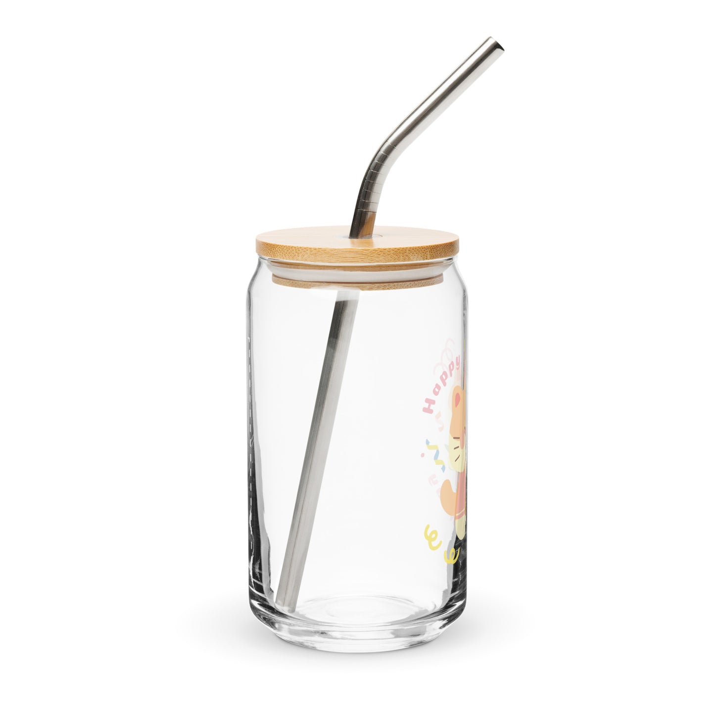 Adorable Birthday Cat Happy Monday Quote Cute Cartoon Can-shaped glass