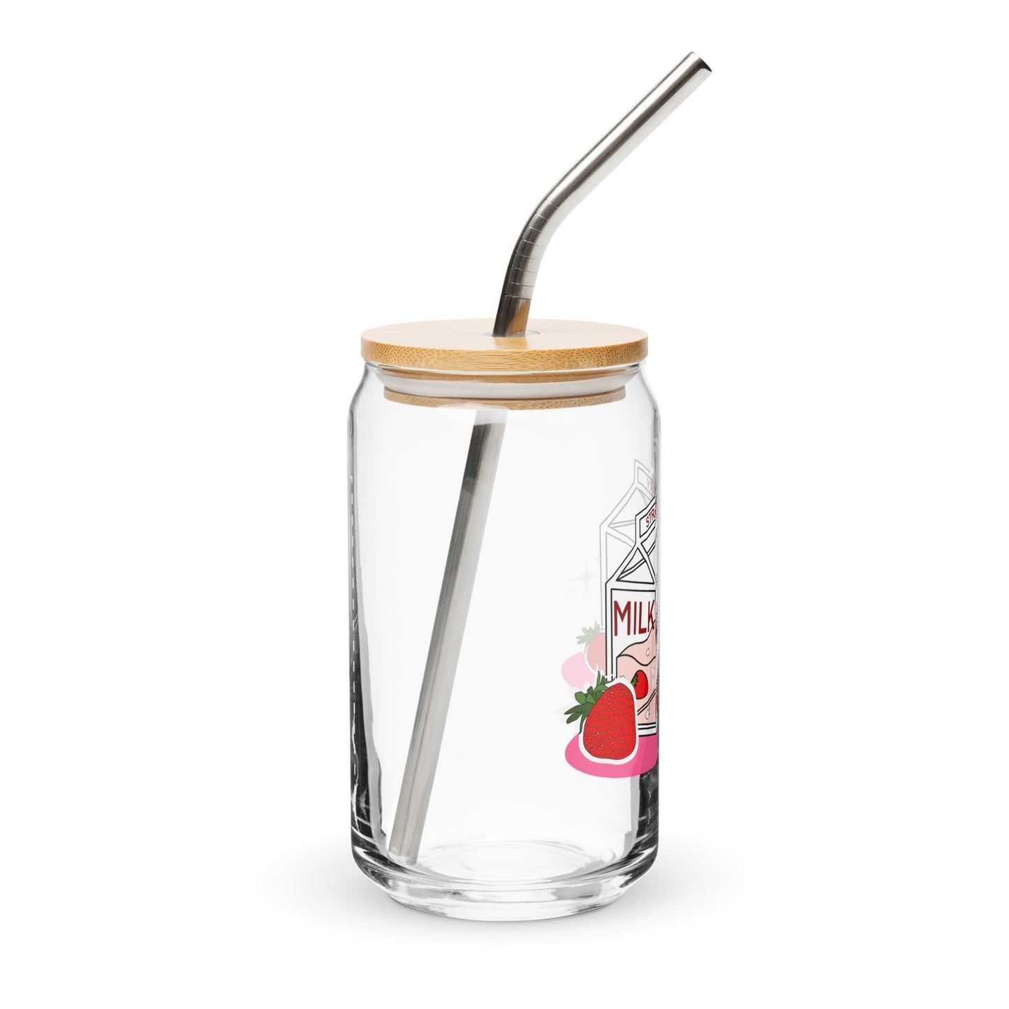 Adorable Strawberry Cow Milk Carton Cute Can-shaped glass