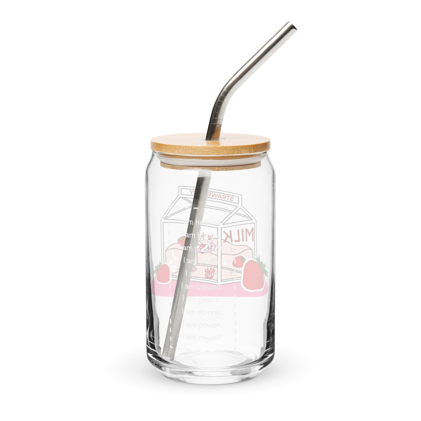 Adorable Strawberry Cow Milk Carton Cute Can-shaped glass