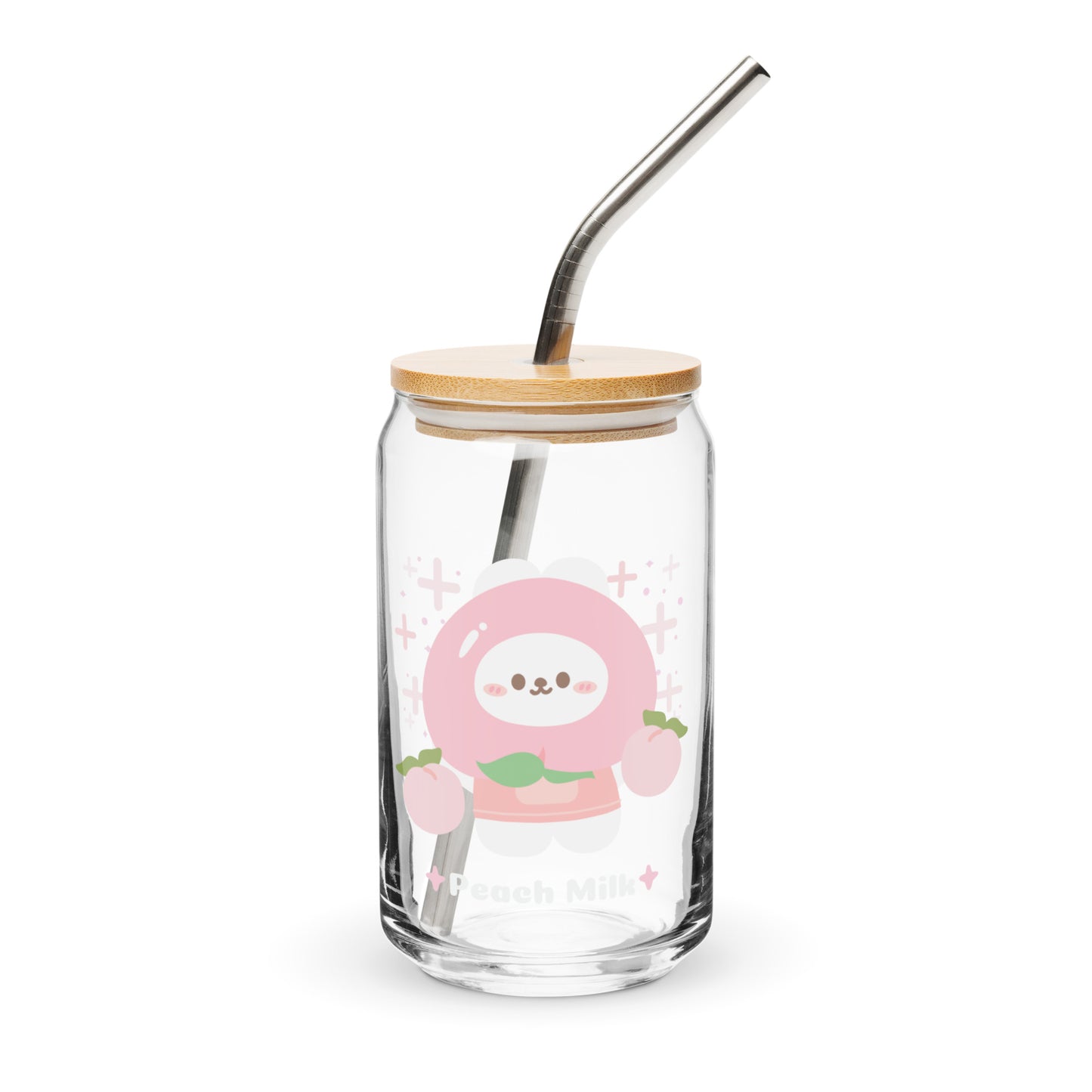 Cutie Cartoon Peach Bunny Peach Milk Kawaii Can-shaped glass