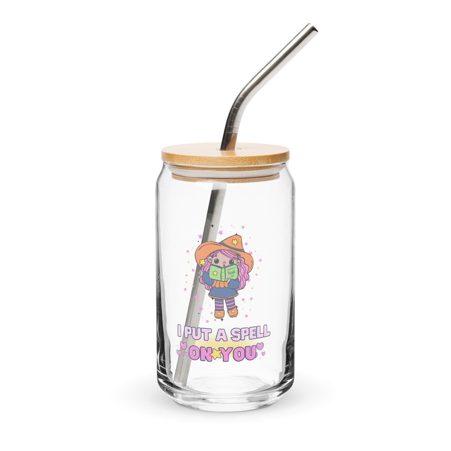 Cute Little Magical Witch Spell On You Kawaii Halloween Can-shaped glass