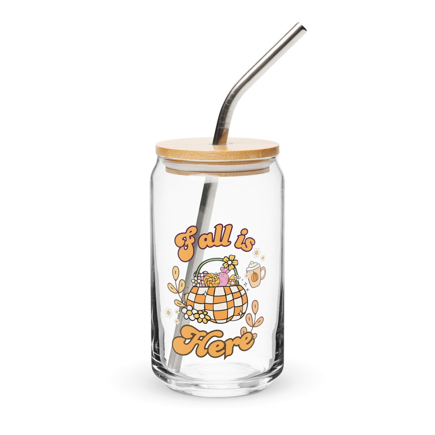 Cute Fall Is Here Pumpkin Sweets Themed Can-shaped glass