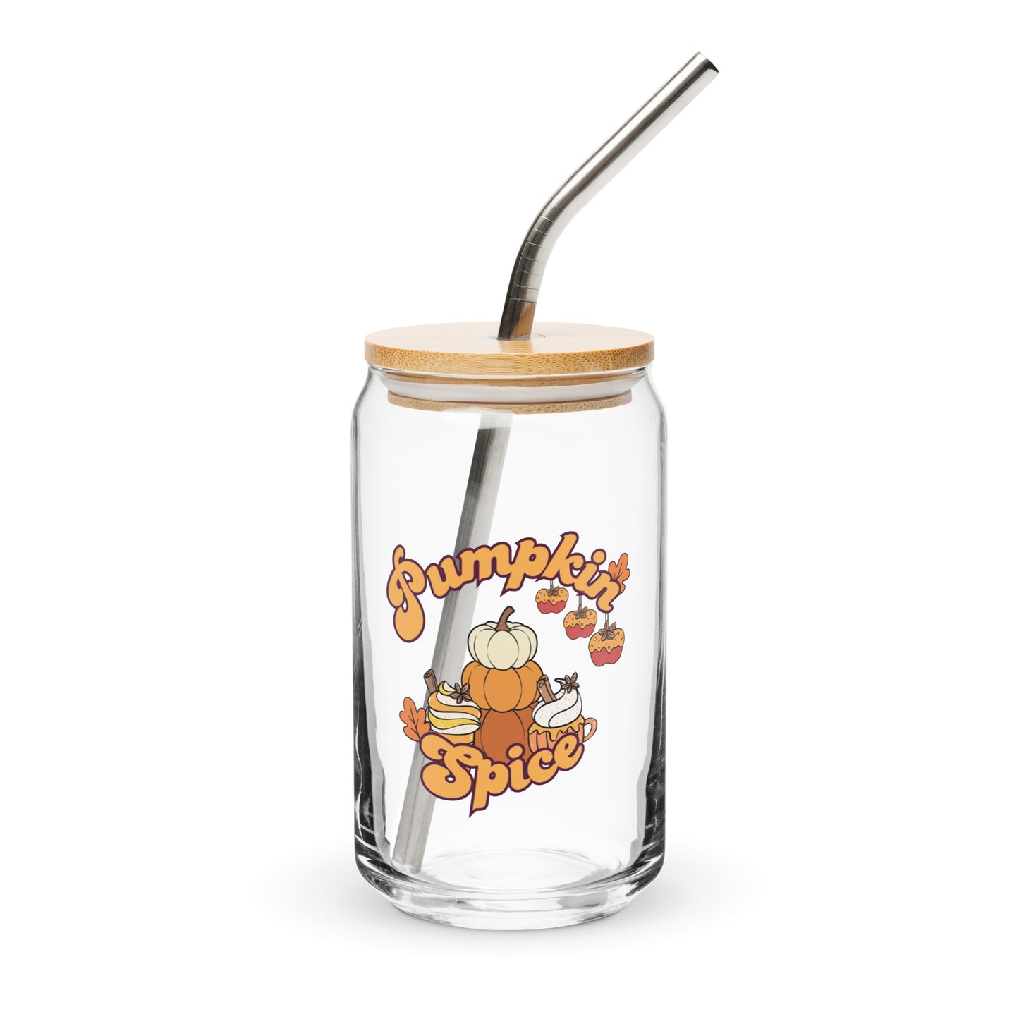 Cute Pumpkin Spice Fall Themed Can-shaped glass