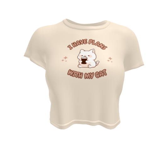 Kawaii Funny Anime Cartoon I Have Plans With My Cat Beige Crop Top