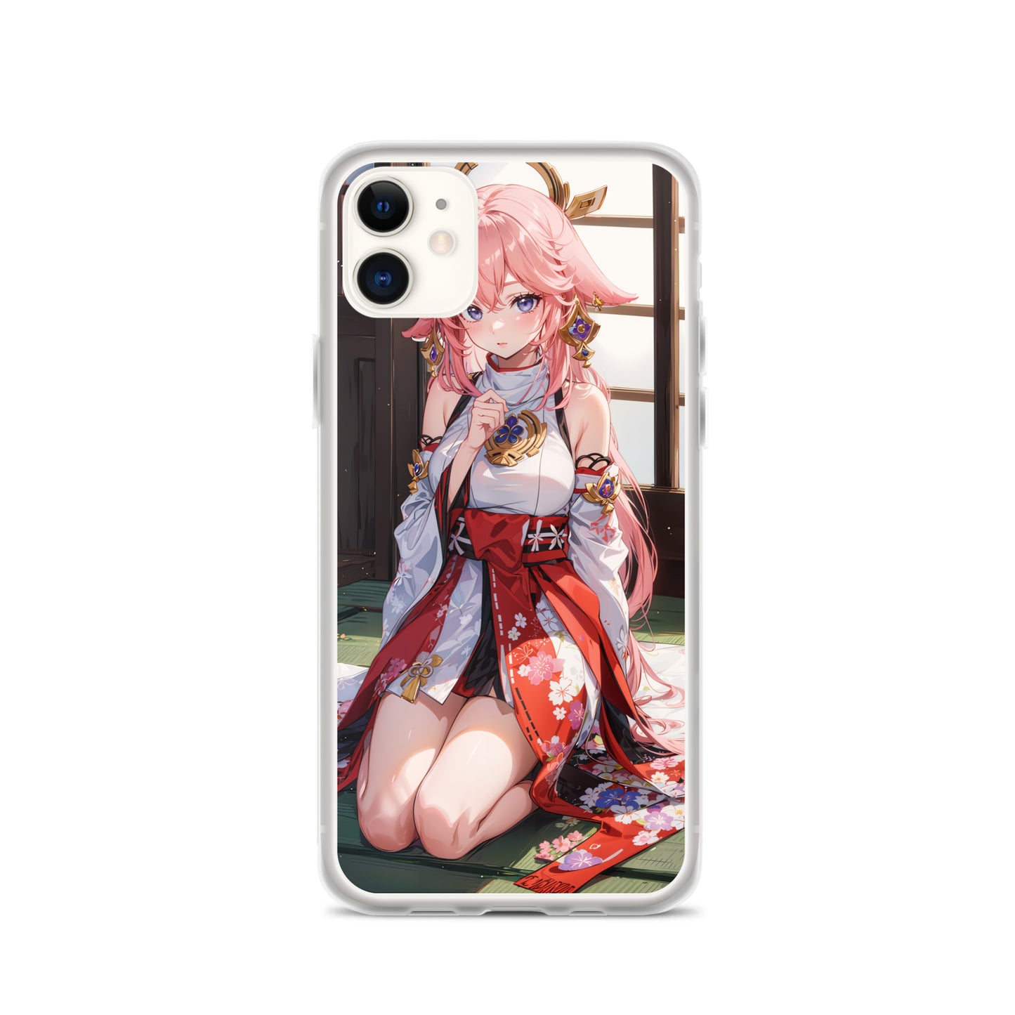 Kawaii Yae Miko Genshin Drawing Clear Case for iPhone®