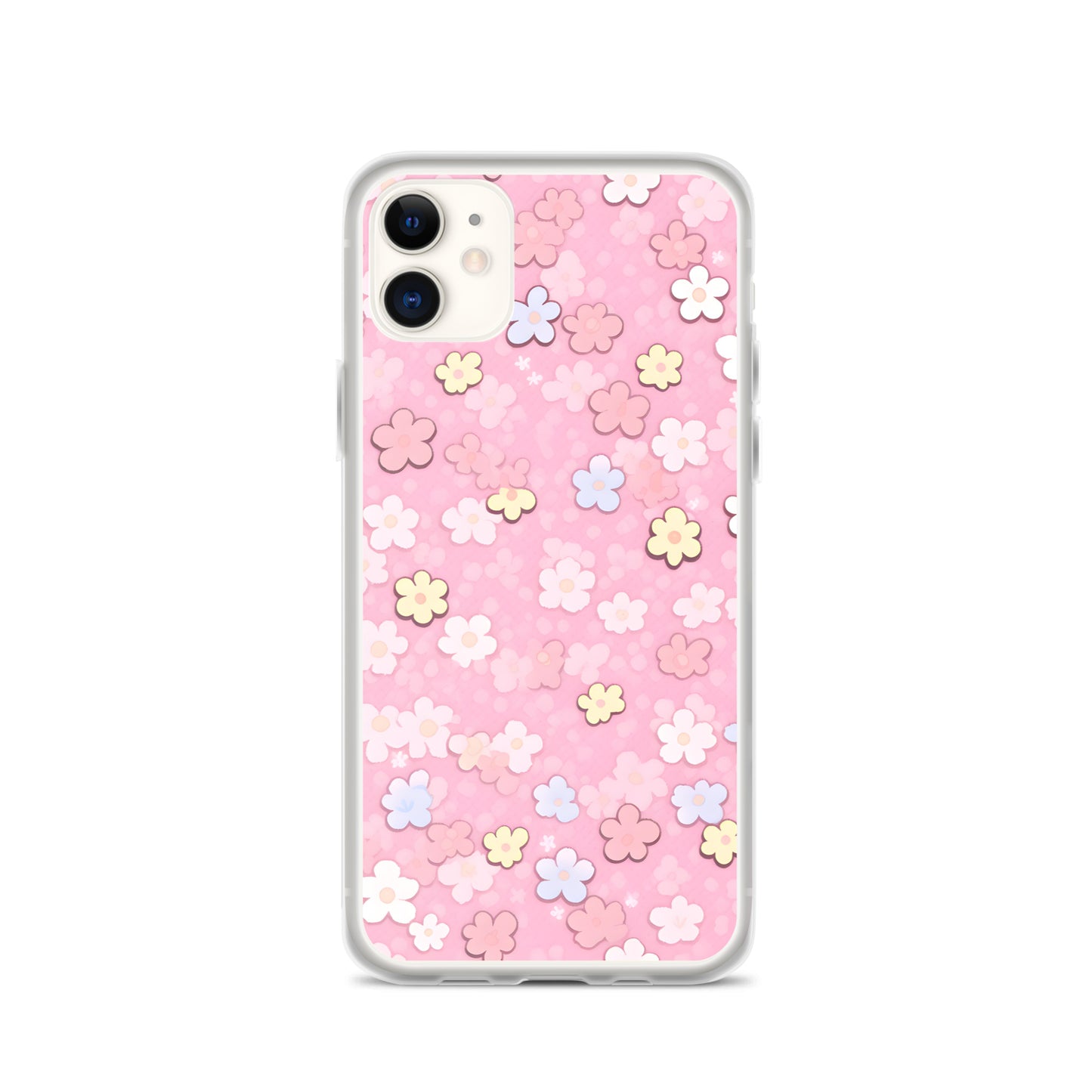 Kawaii Pink Flower Pattern Clear Case for iPhone®