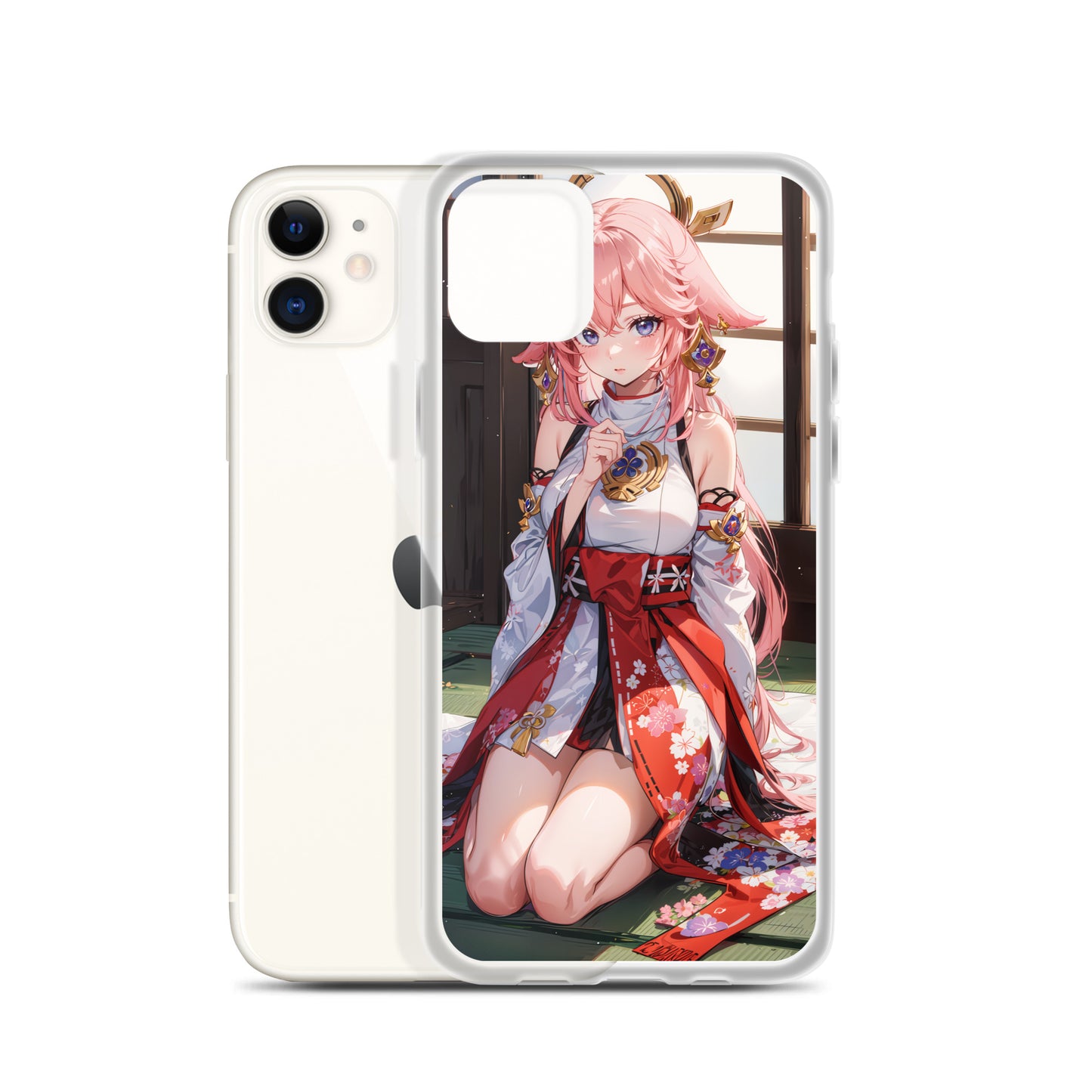 Kawaii Yae Miko Genshin Drawing Clear Case for iPhone®