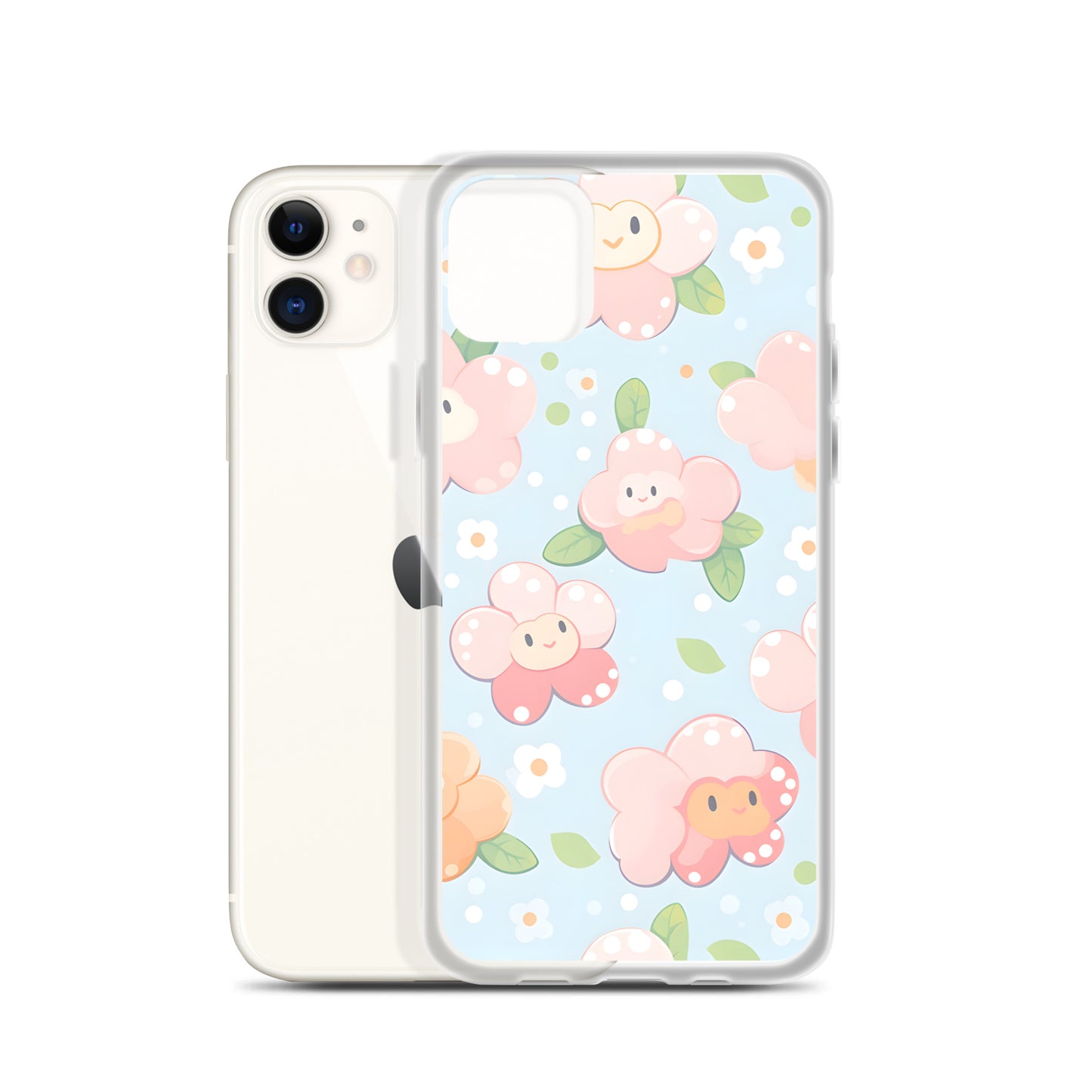 Kawaii Pastel Fall Doodle Anime Flowers Clear Case for iPhone®