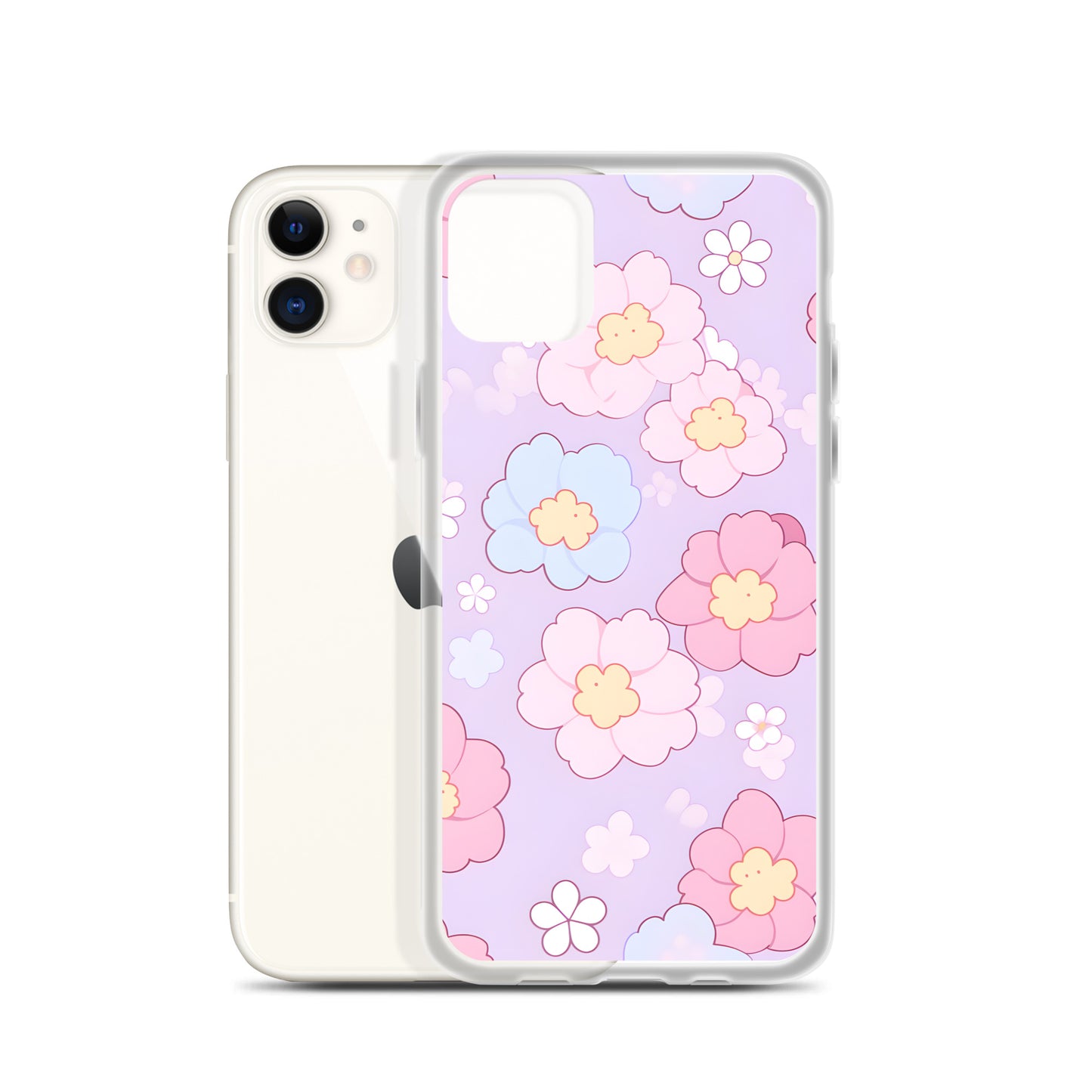 Kawaii Girly Pastel Flowers Clear Case for iPhone®