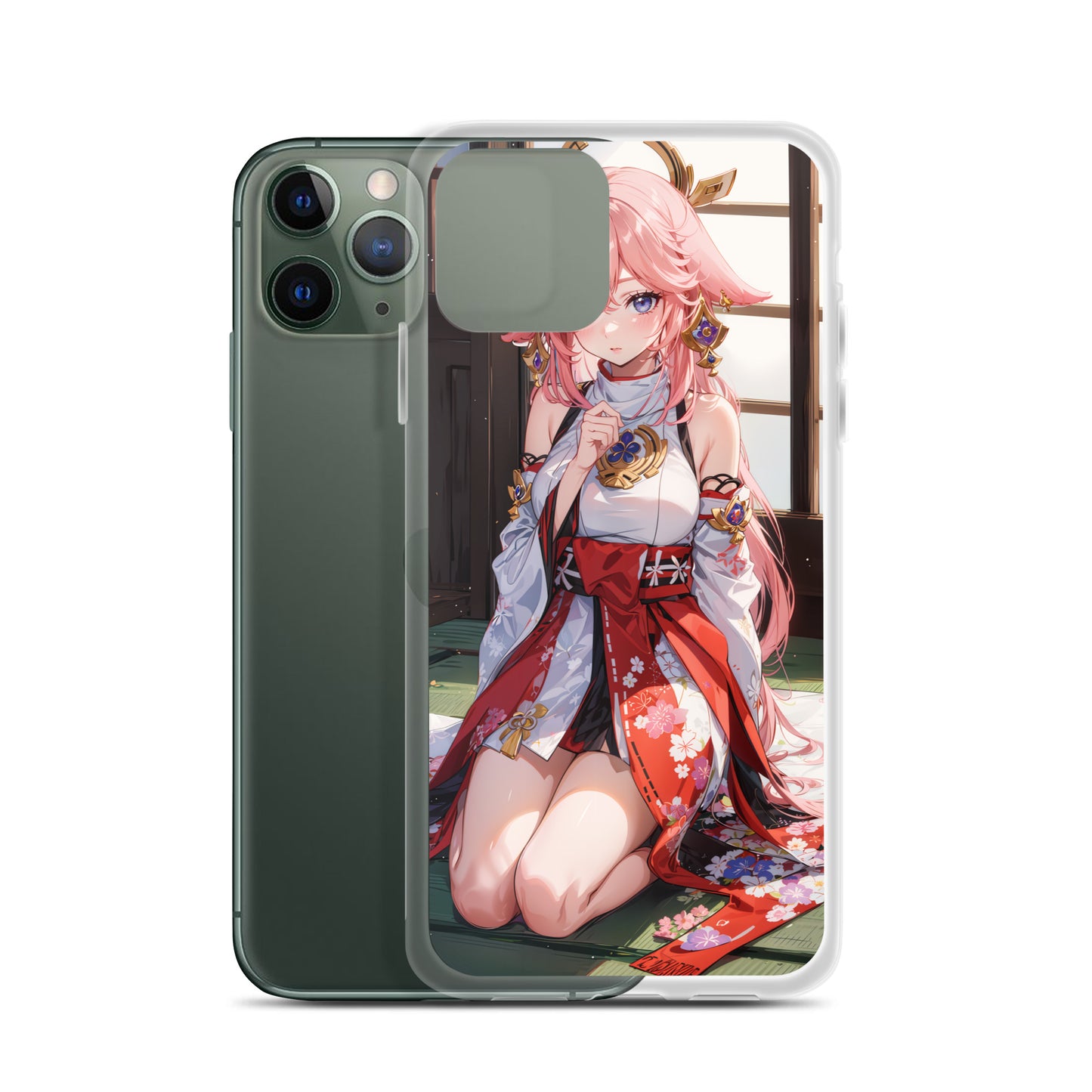 Kawaii Yae Miko Genshin Drawing Clear Case for iPhone®