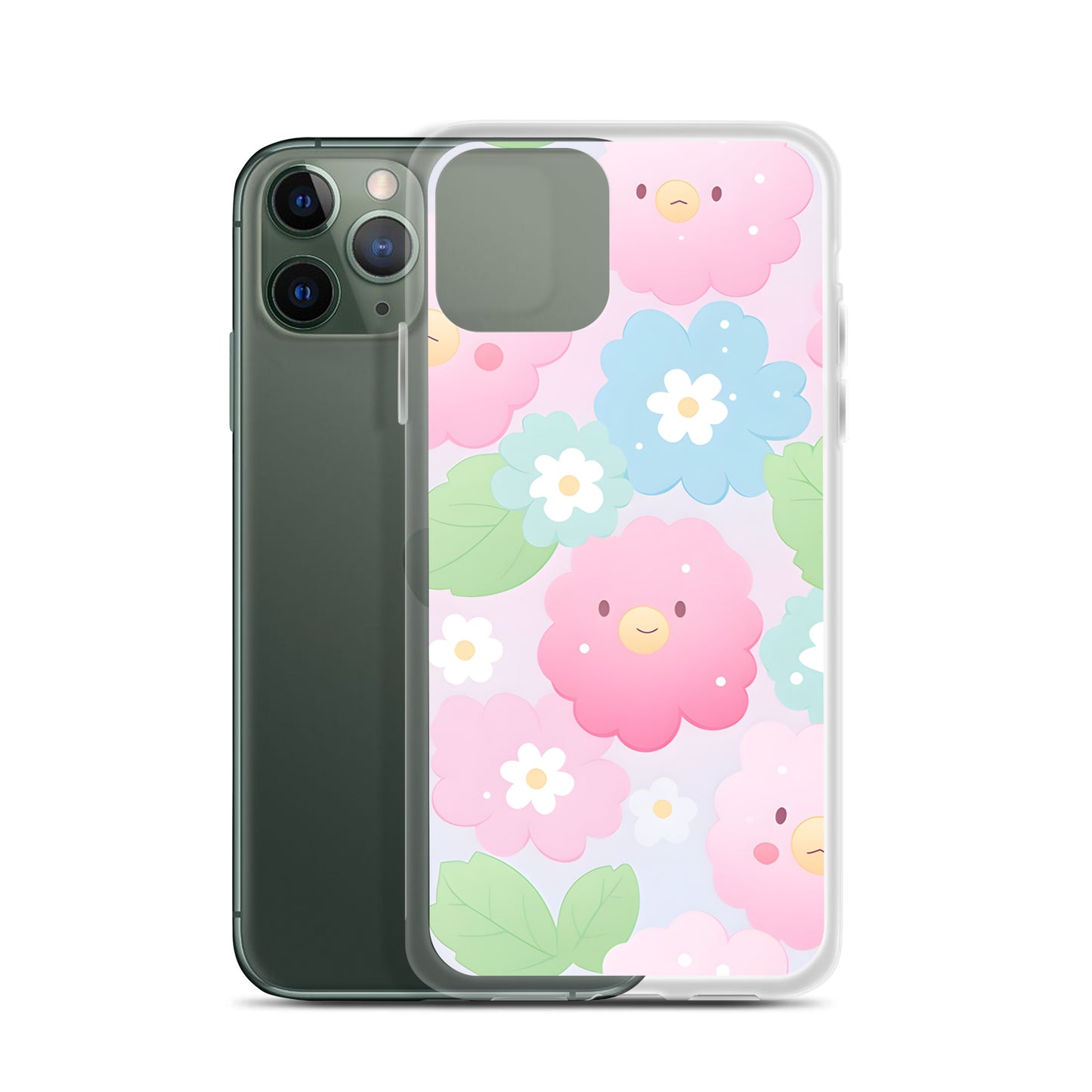 Kawaii Pastel Fluffy Anime Flowers Clear Case for iPhone®