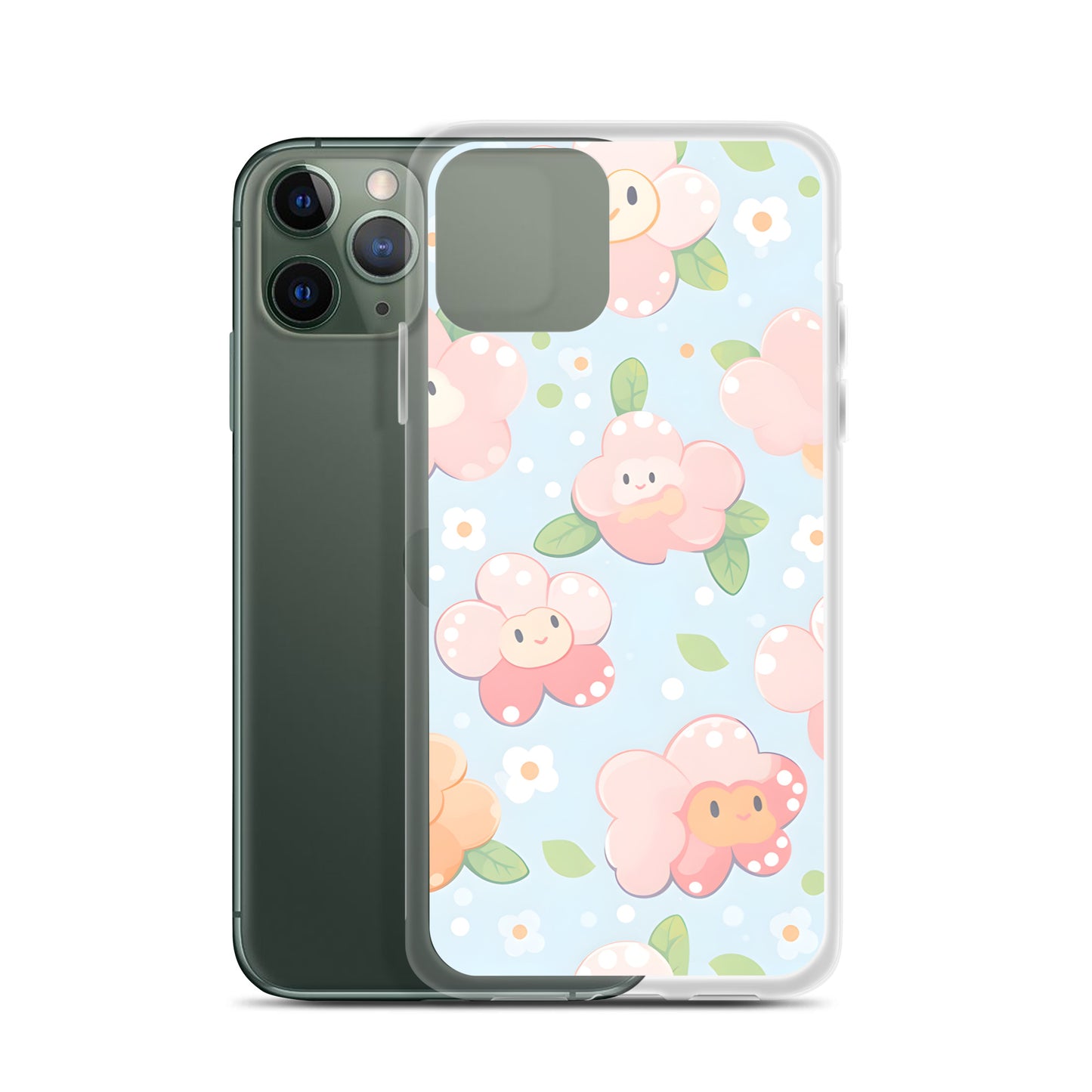 Kawaii Pastel Fall Doodle Anime Flowers Clear Case for iPhone®