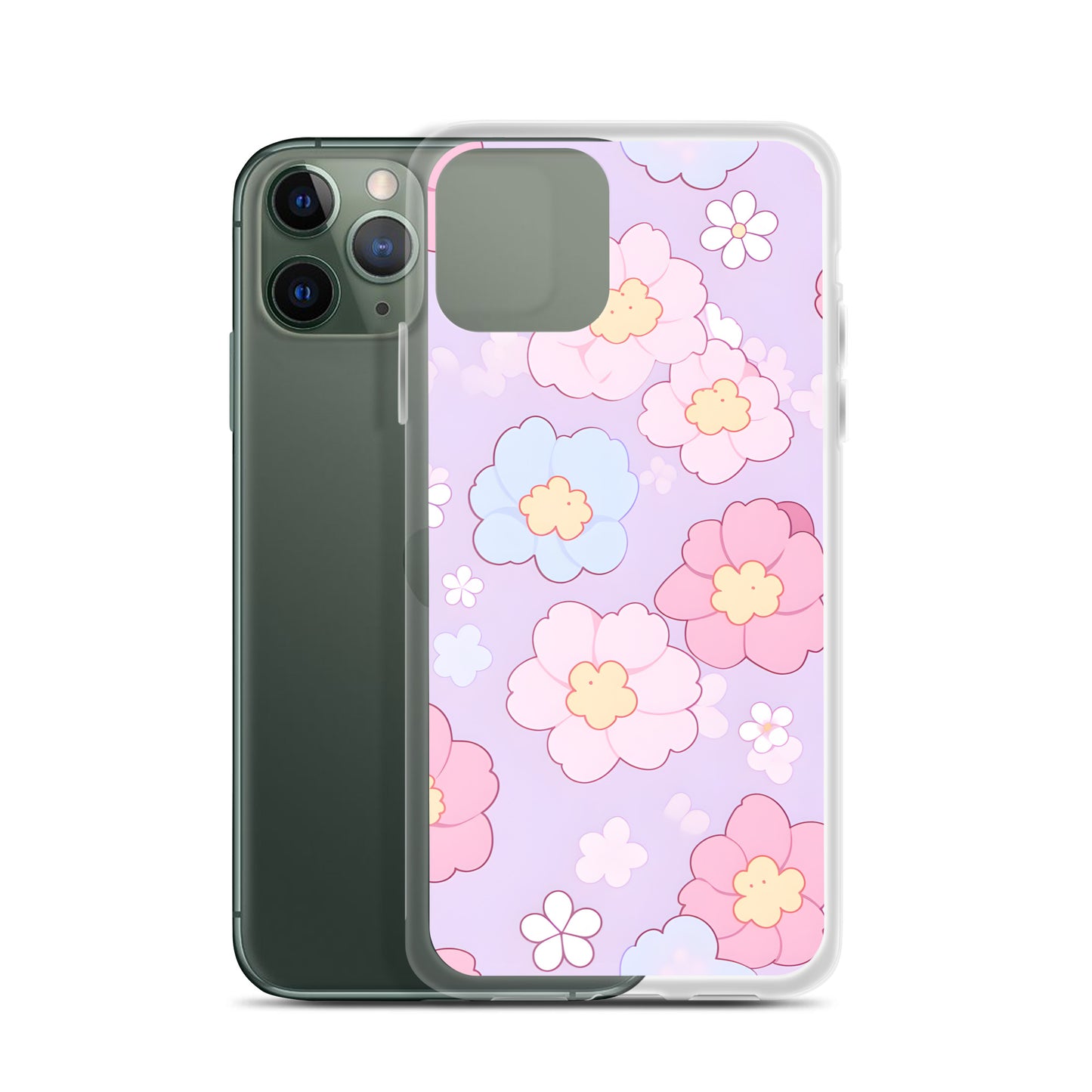 Kawaii Girly Pastel Flowers Clear Case for iPhone®