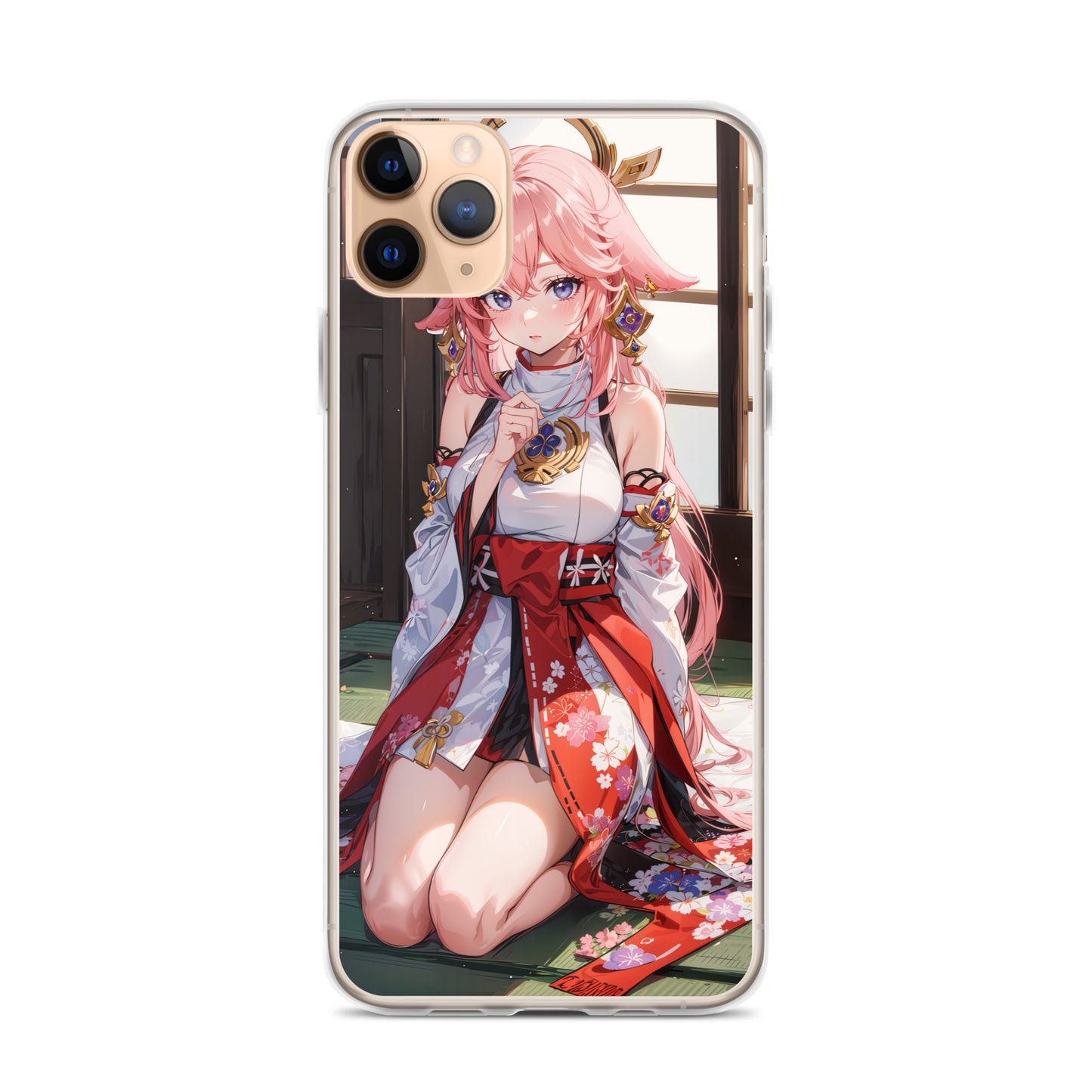 Kawaii Yae Miko Genshin Drawing Clear Case for iPhone®