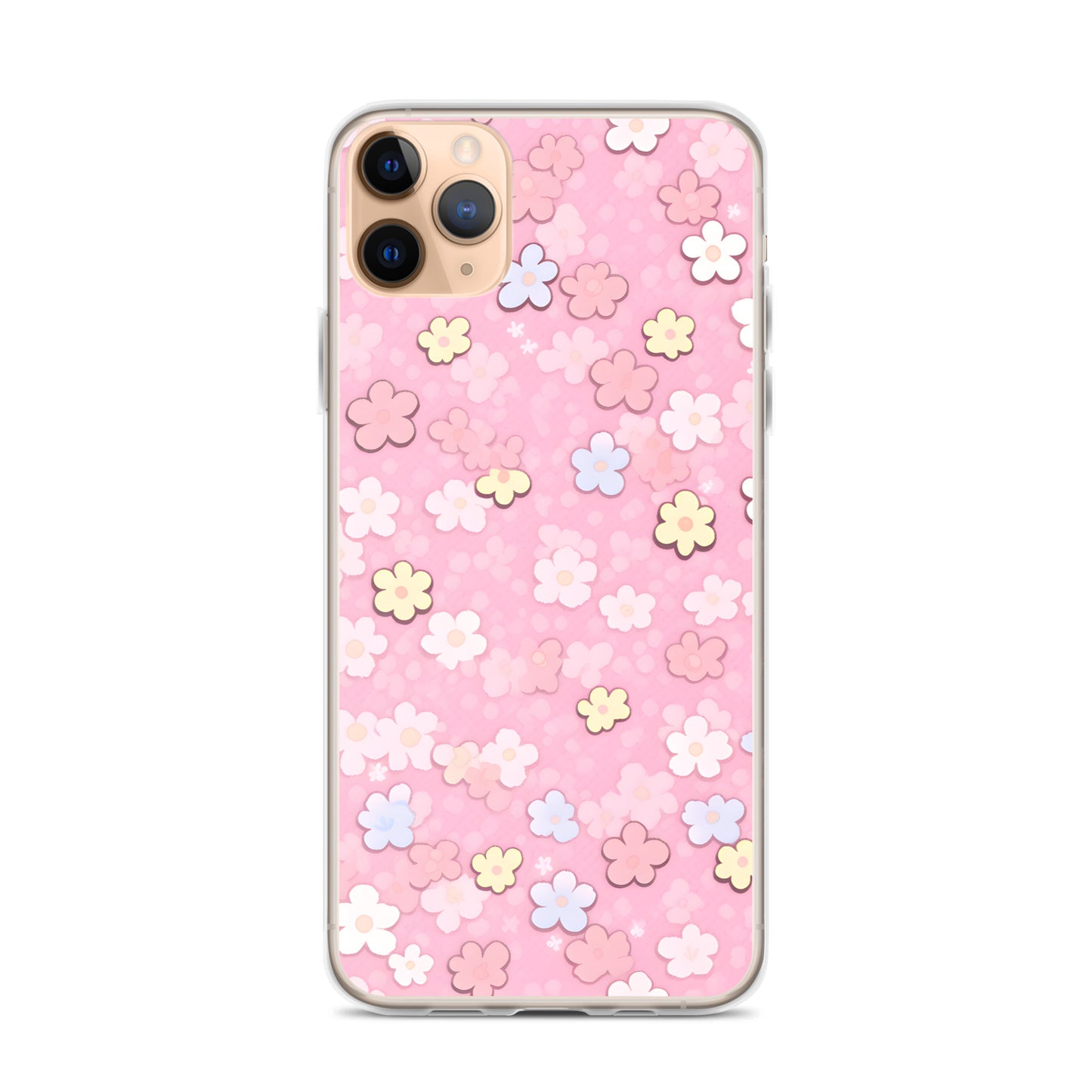 Kawaii Pink Flower Pattern Clear Case for iPhone®