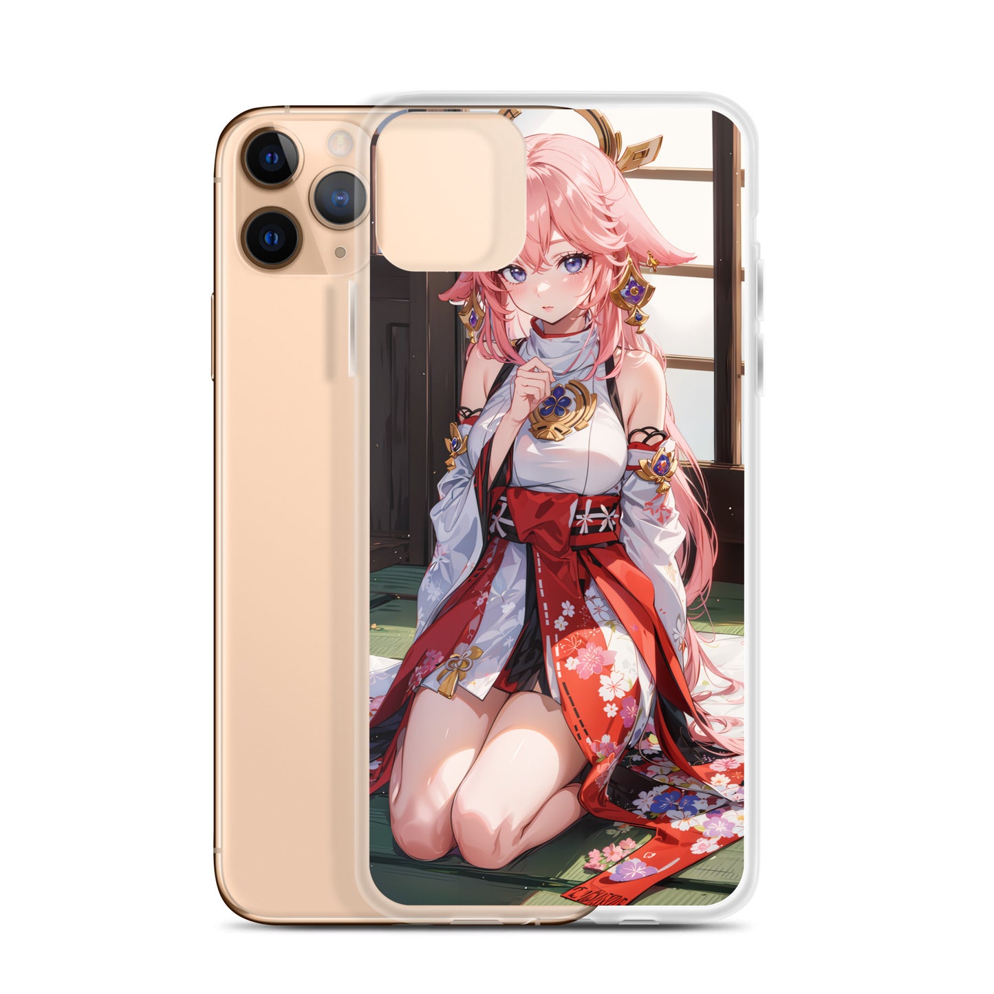 Kawaii Yae Miko Genshin Drawing Clear Case for iPhone®