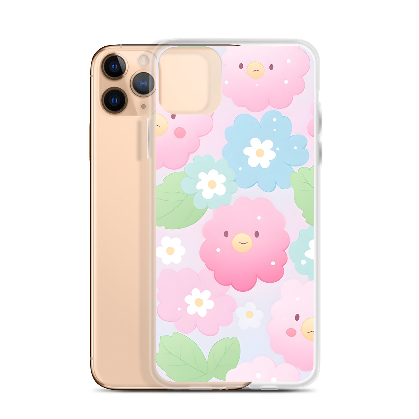 Kawaii Pastel Fluffy Anime Flowers Clear Case for iPhone®