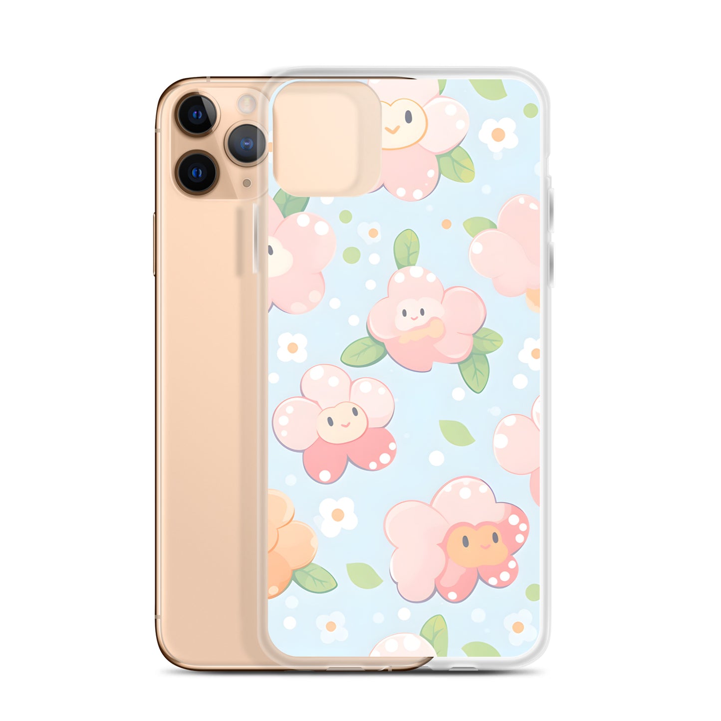 Kawaii Pastel Fall Doodle Anime Flowers Clear Case for iPhone®