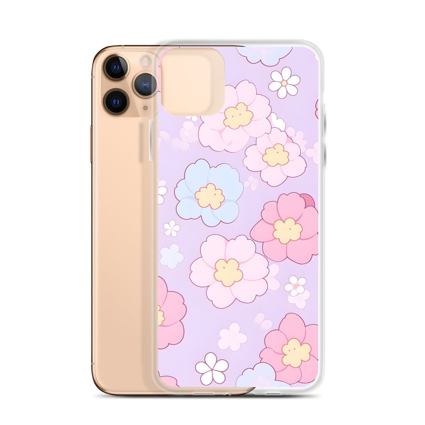 Kawaii Girly Pastel Flowers Clear Case for iPhone®