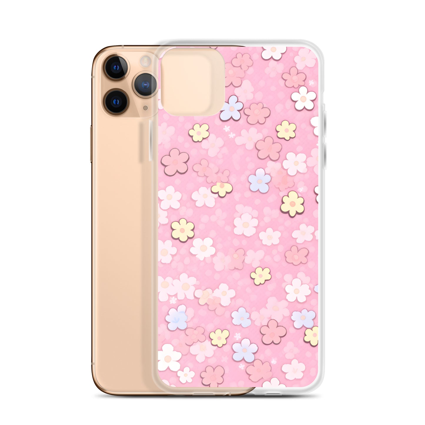 Kawaii Pink Flower Pattern Clear Case for iPhone®