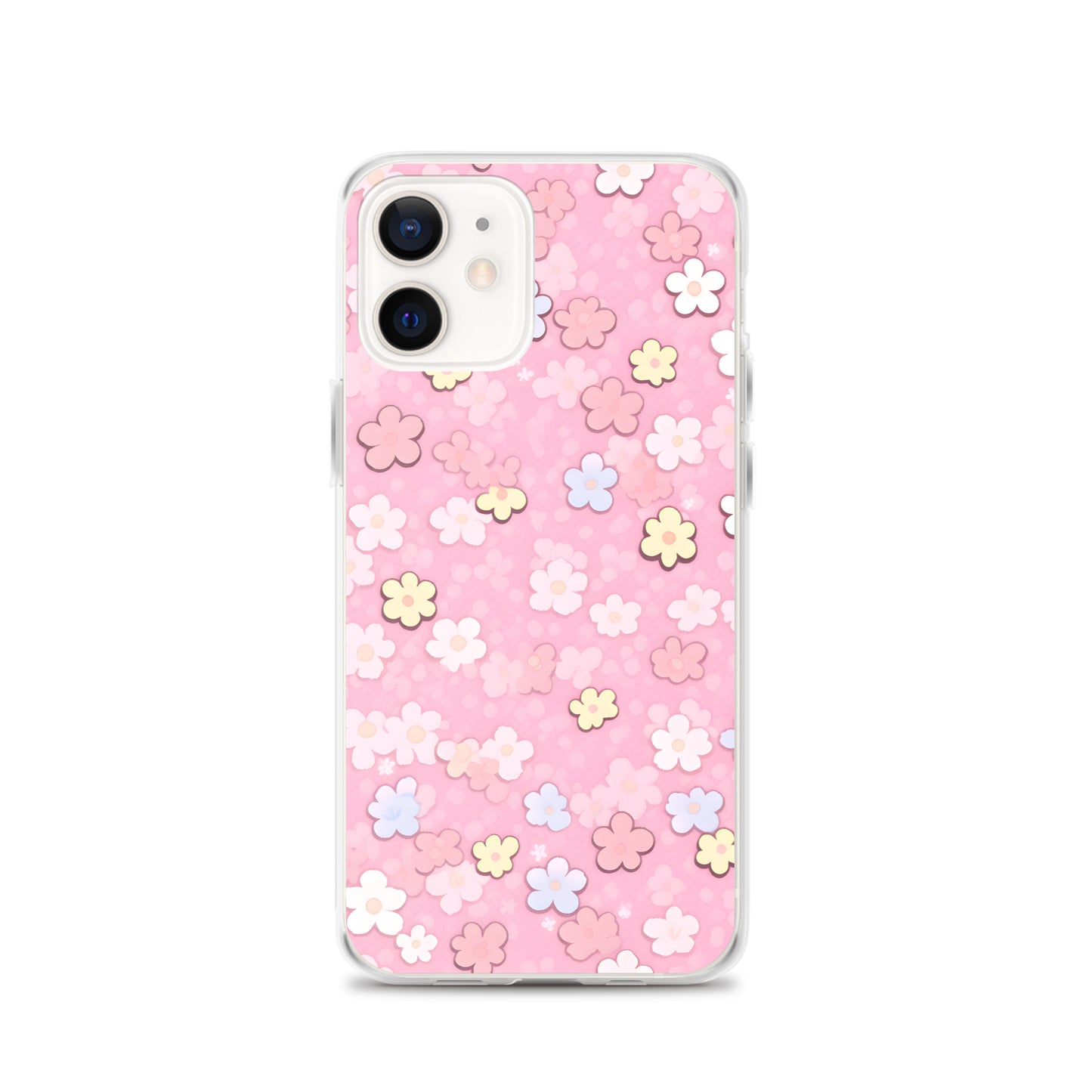 Kawaii Pink Flower Pattern Clear Case for iPhone®