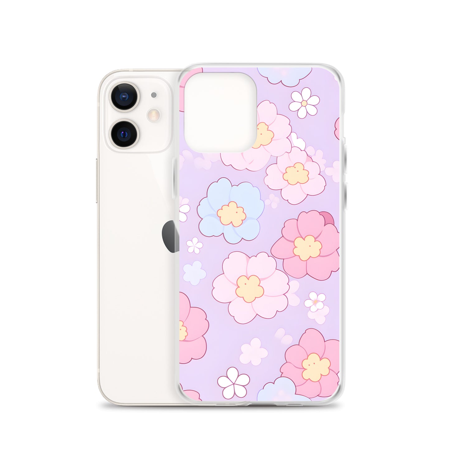 Kawaii Girly Pastel Flowers Clear Case for iPhone®