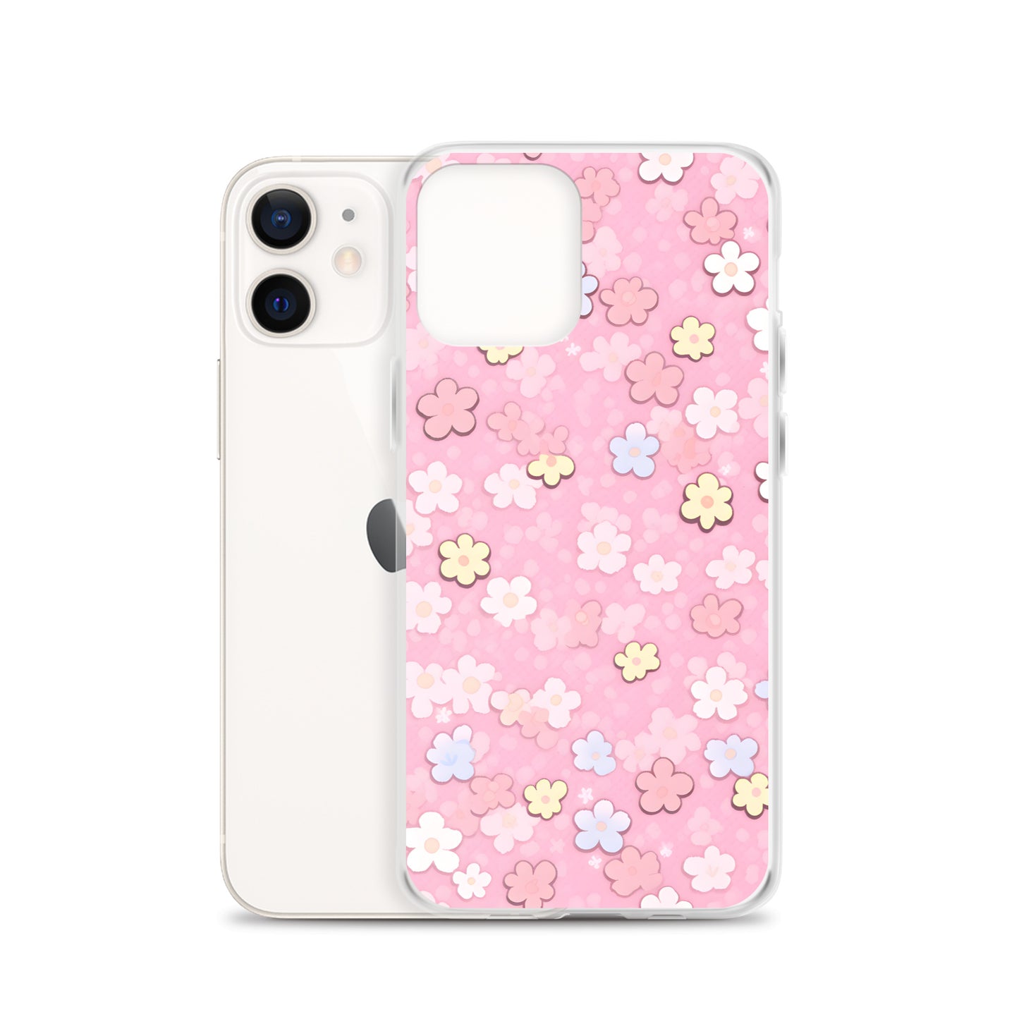 Kawaii Pink Flower Pattern Clear Case for iPhone®