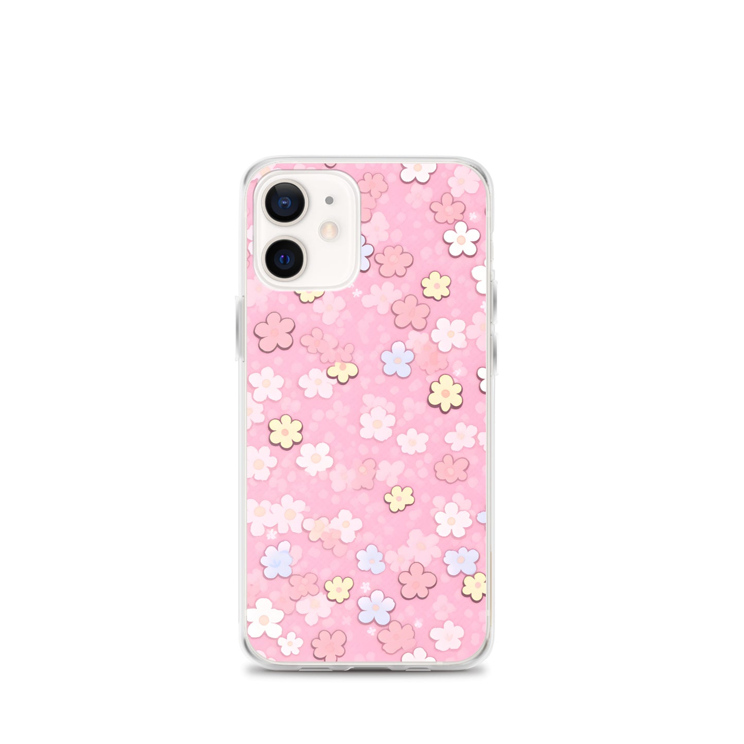 Kawaii Pink Flower Pattern Clear Case for iPhone®