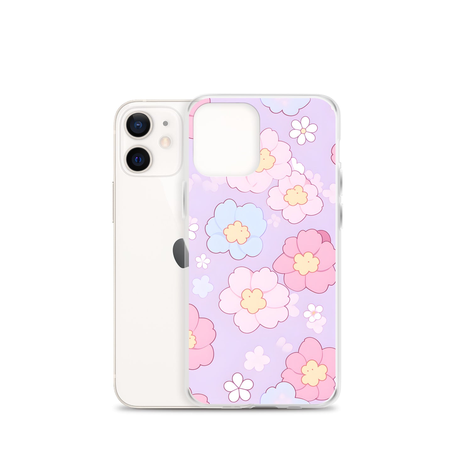 Kawaii Girly Pastel Flowers Clear Case for iPhone®