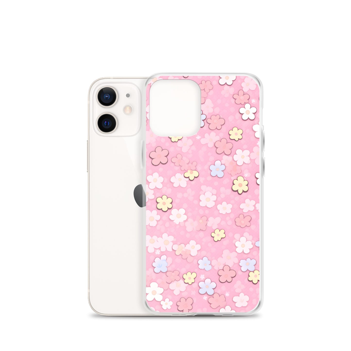 Kawaii Pink Flower Pattern Clear Case for iPhone®