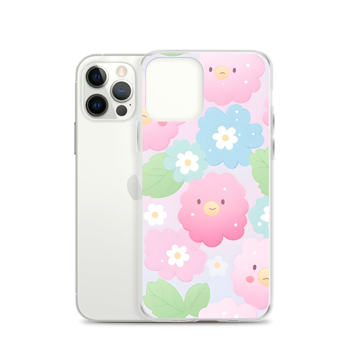 Kawaii Pastel Fluffy Anime Flowers Clear Case for iPhone®