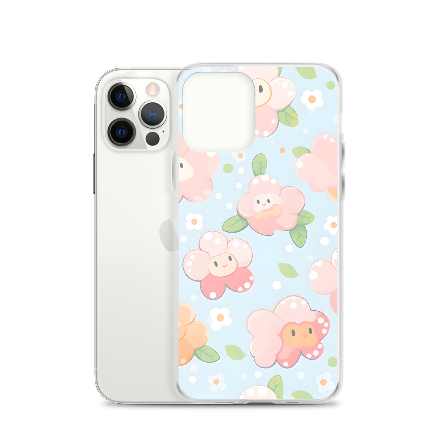 Kawaii Pastel Fall Doodle Anime Flowers Clear Case for iPhone®