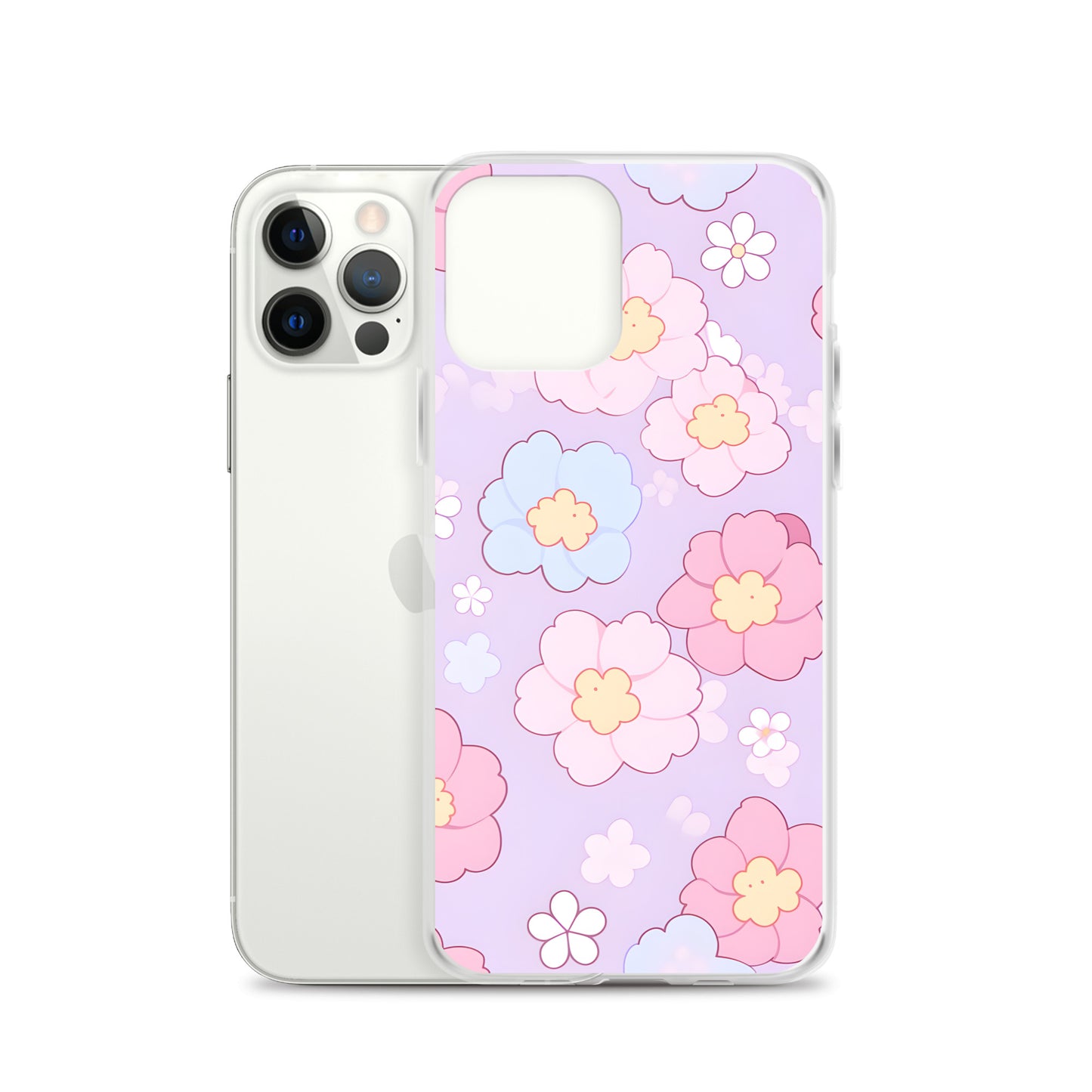 Kawaii Girly Pastel Flowers Clear Case for iPhone®