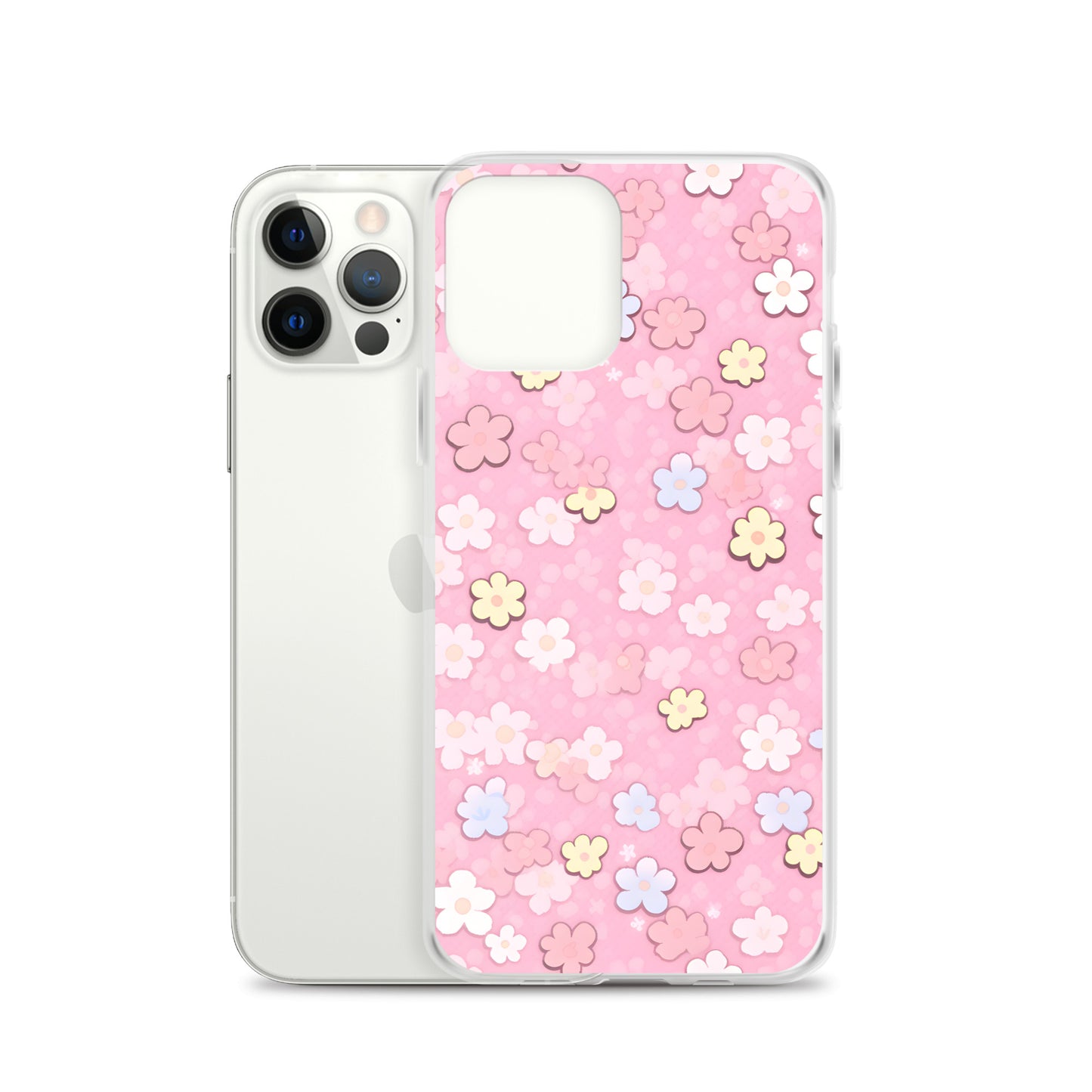 Kawaii Pink Flower Pattern Clear Case for iPhone®