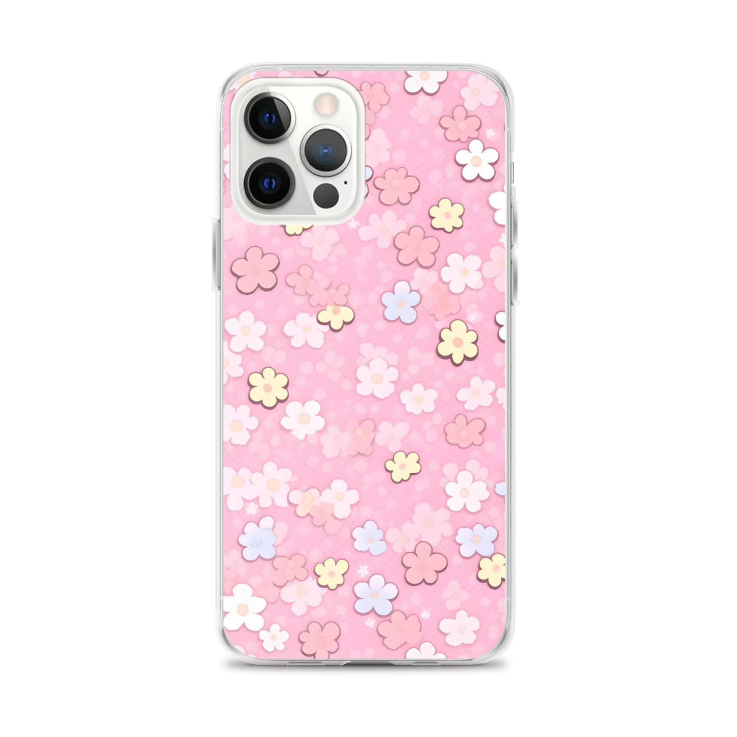 Kawaii Pink Flower Pattern Clear Case for iPhone®