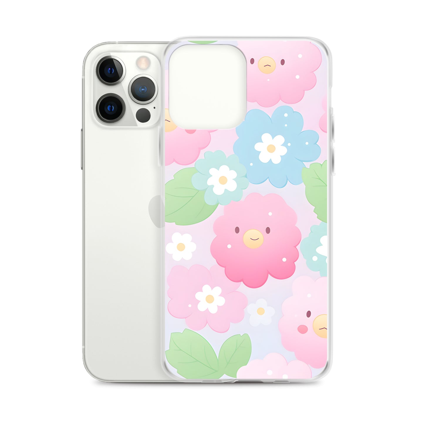 Kawaii Pastel Fluffy Anime Flowers Clear Case for iPhone®