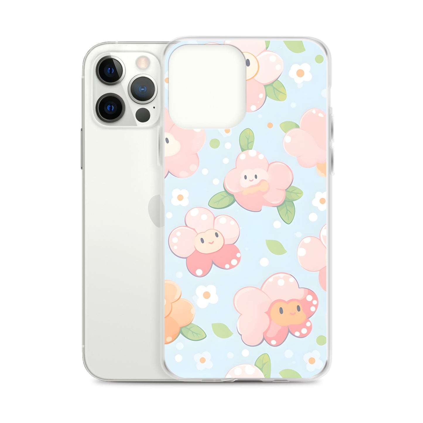 Kawaii Pastel Fall Doodle Anime Flowers Clear Case for iPhone®