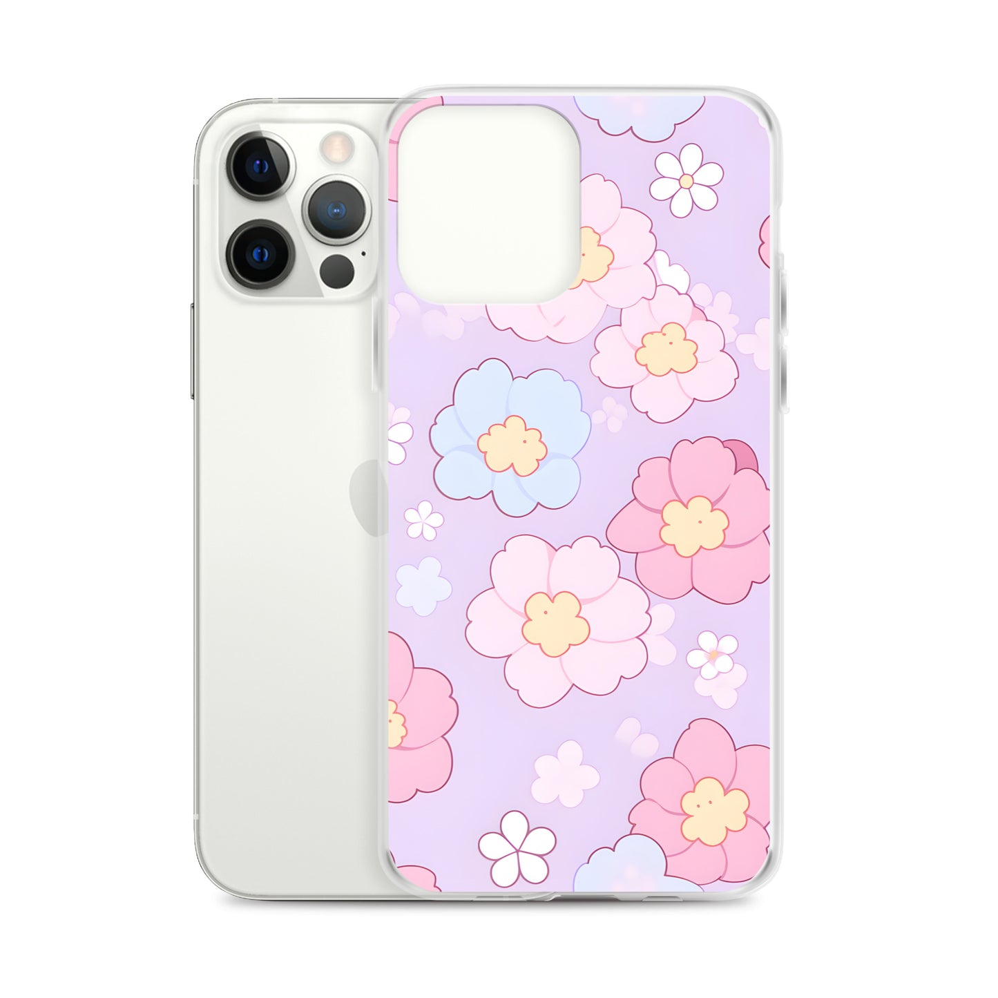 Kawaii Girly Pastel Flowers Clear Case for iPhone®