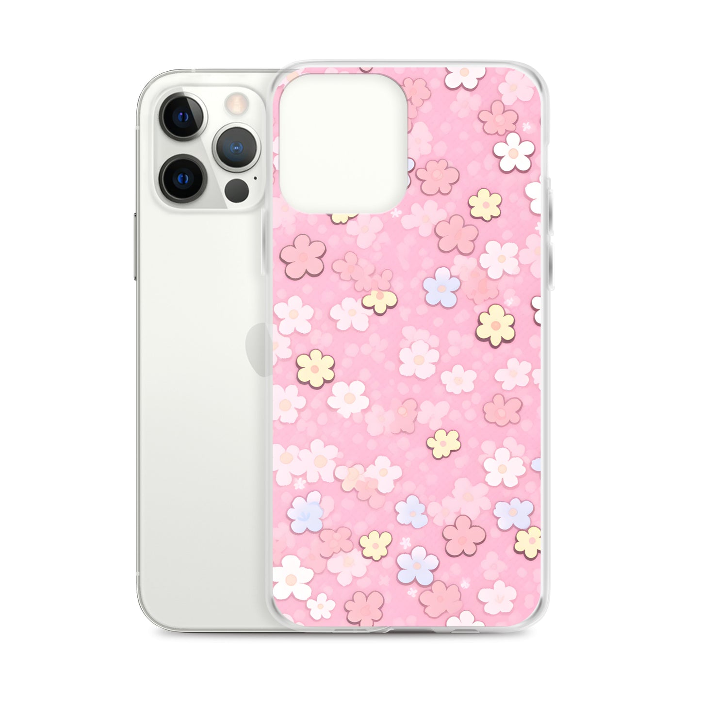 Kawaii Pink Flower Pattern Clear Case for iPhone®