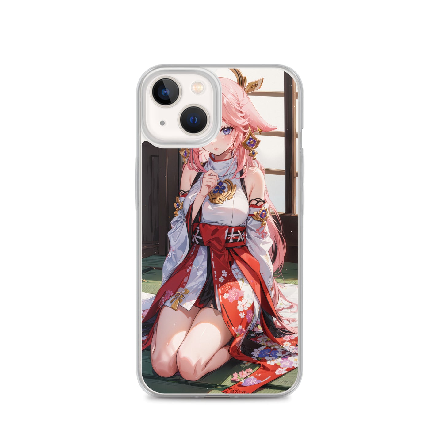 Kawaii Yae Miko Genshin Drawing Clear Case for iPhone®