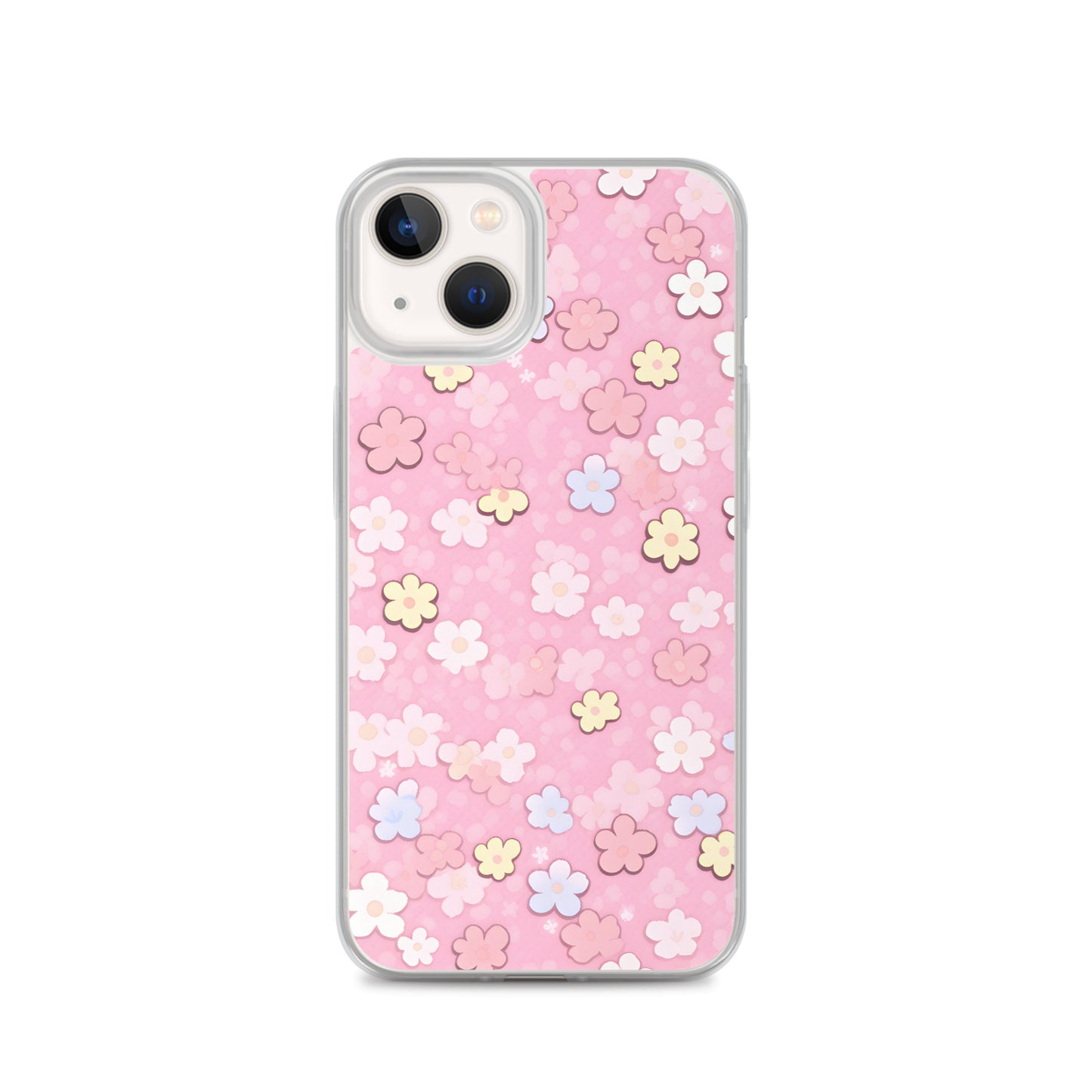 Kawaii Pink Flower Pattern Clear Case for iPhone®