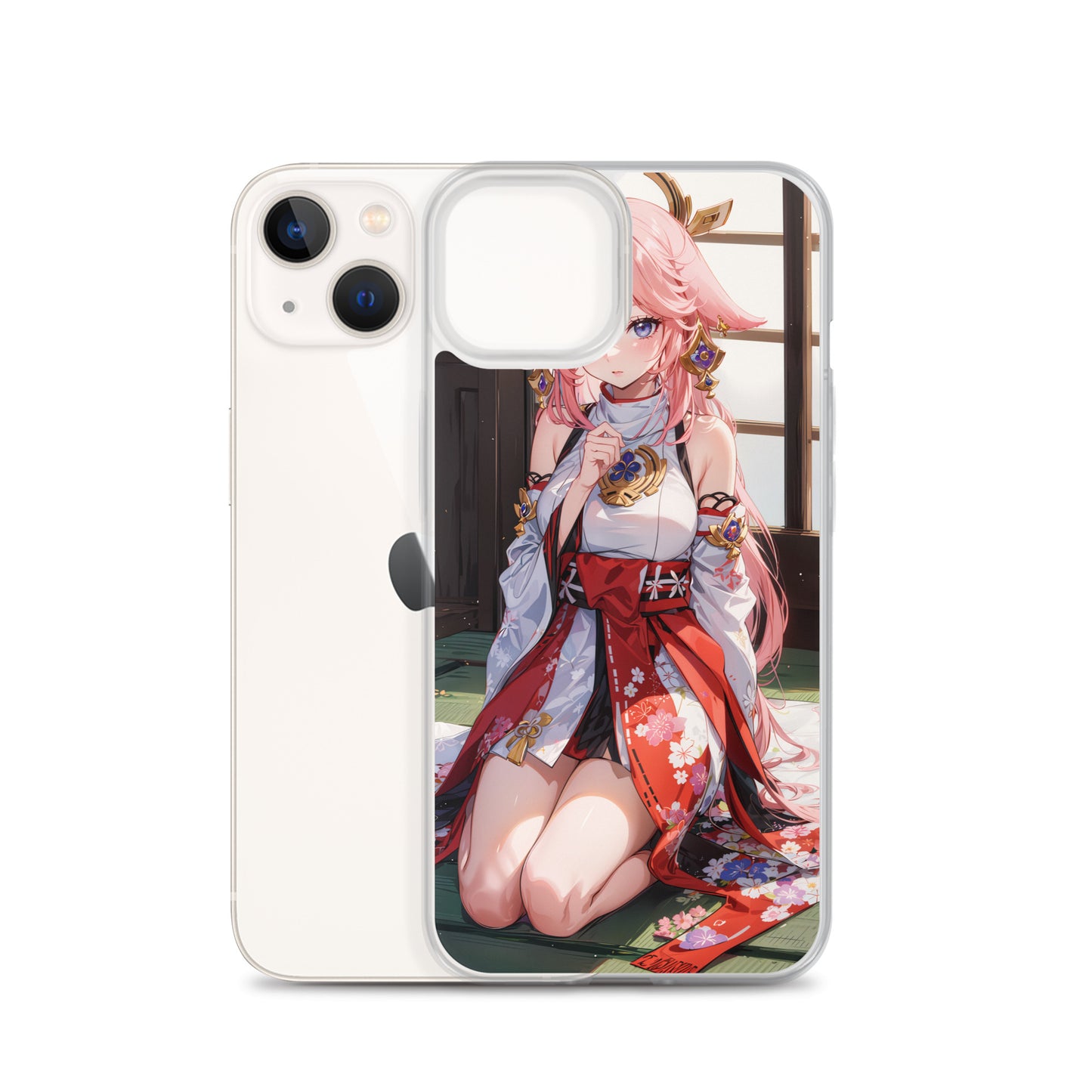 Kawaii Yae Miko Genshin Drawing Clear Case for iPhone®