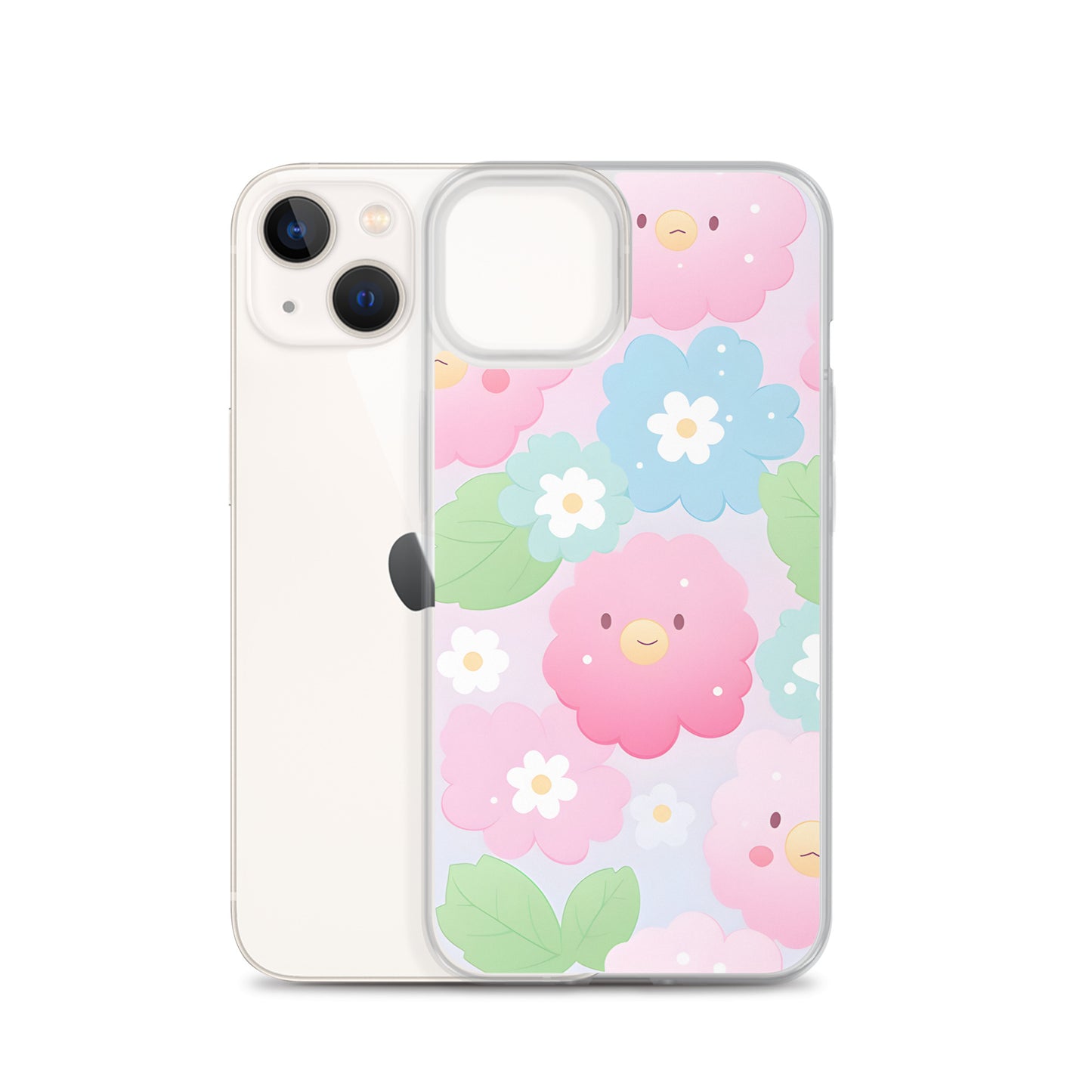 Kawaii Pastel Fluffy Anime Flowers Clear Case for iPhone®