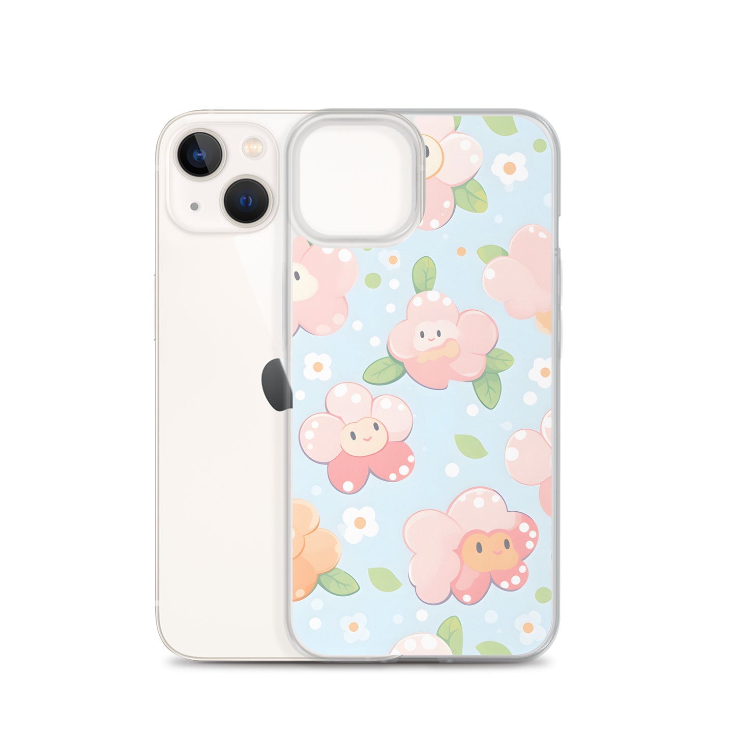 Kawaii Pastel Fall Doodle Anime Flowers Clear Case for iPhone®