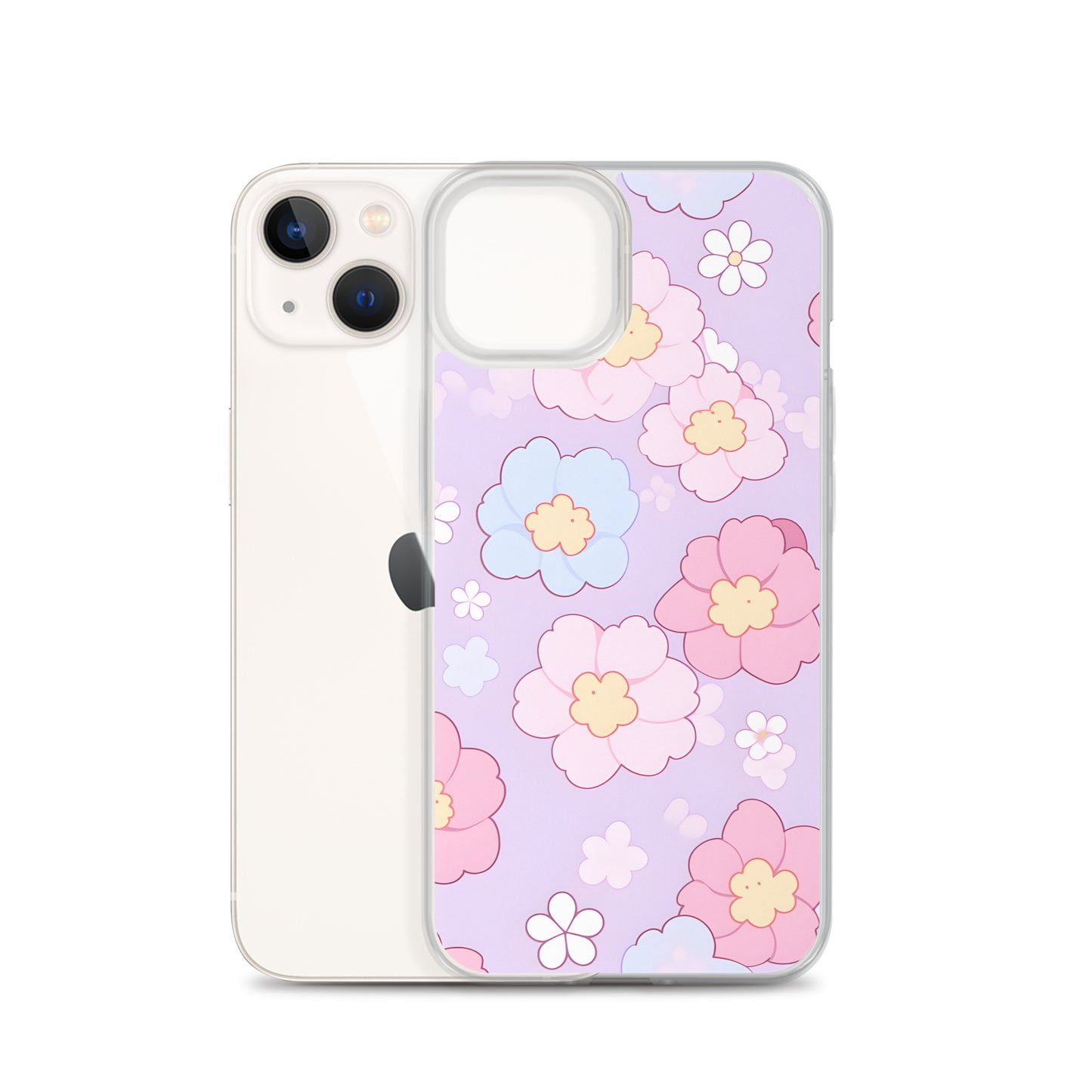 Kawaii Girly Pastel Flowers Clear Case for iPhone®