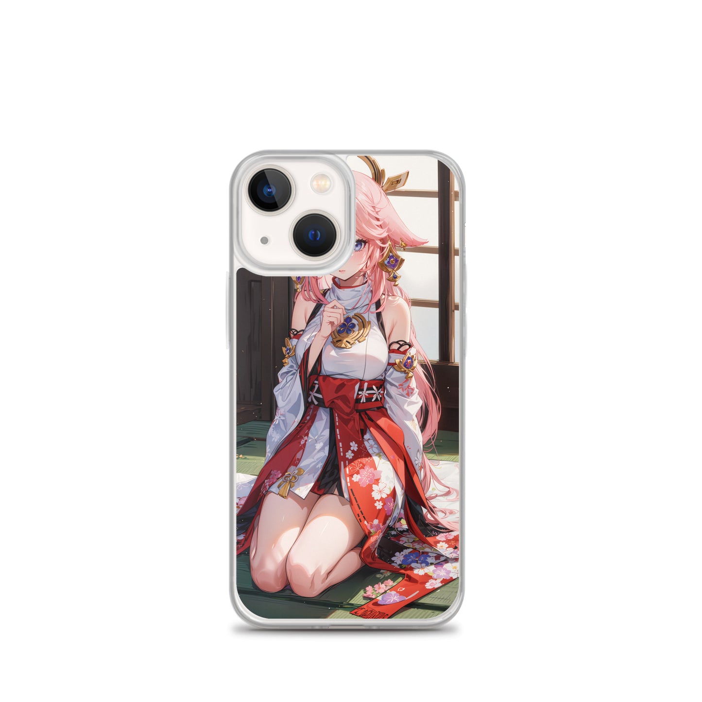 Kawaii Yae Miko Genshin Drawing Clear Case for iPhone®