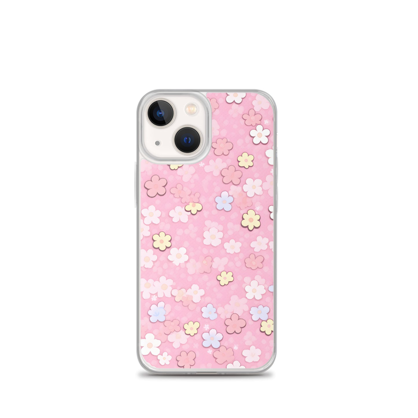 Kawaii Pink Flower Pattern Clear Case for iPhone®